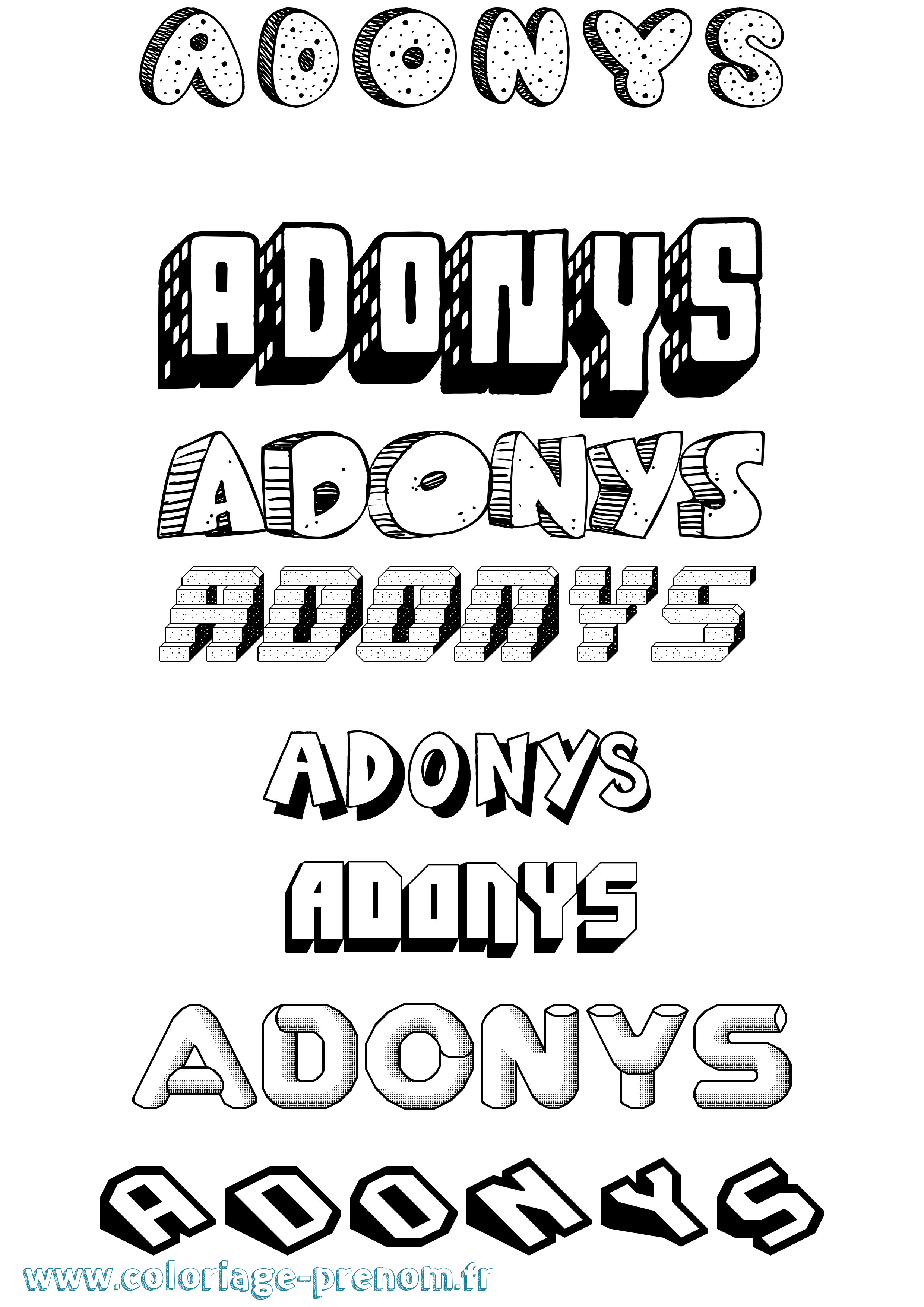 Coloriage Adonys Effet 3D Coloriage prénom Adonys Effet 3D
