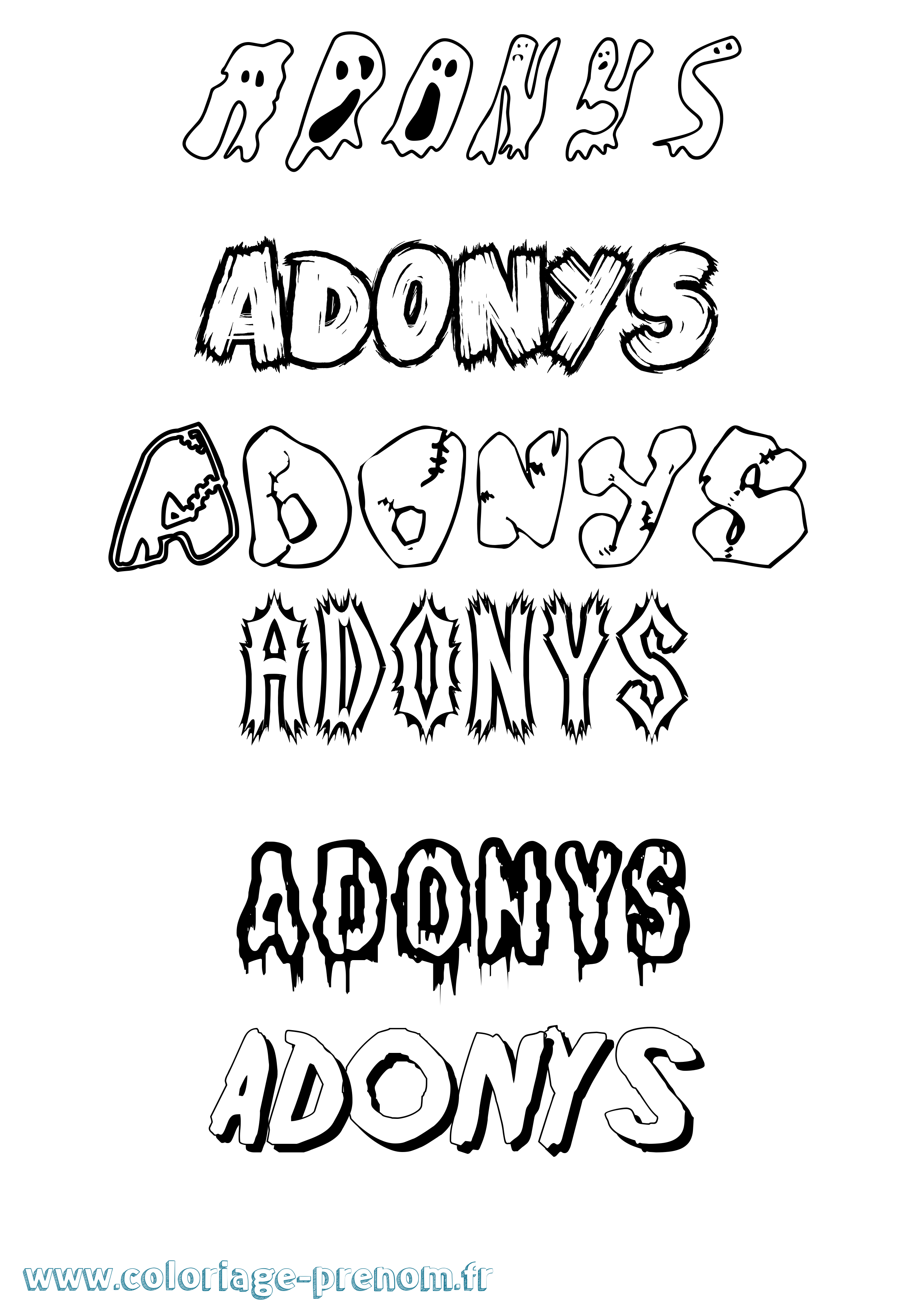 Coloriage Adonys Frisson Coloriage prénom Adonys Frisson