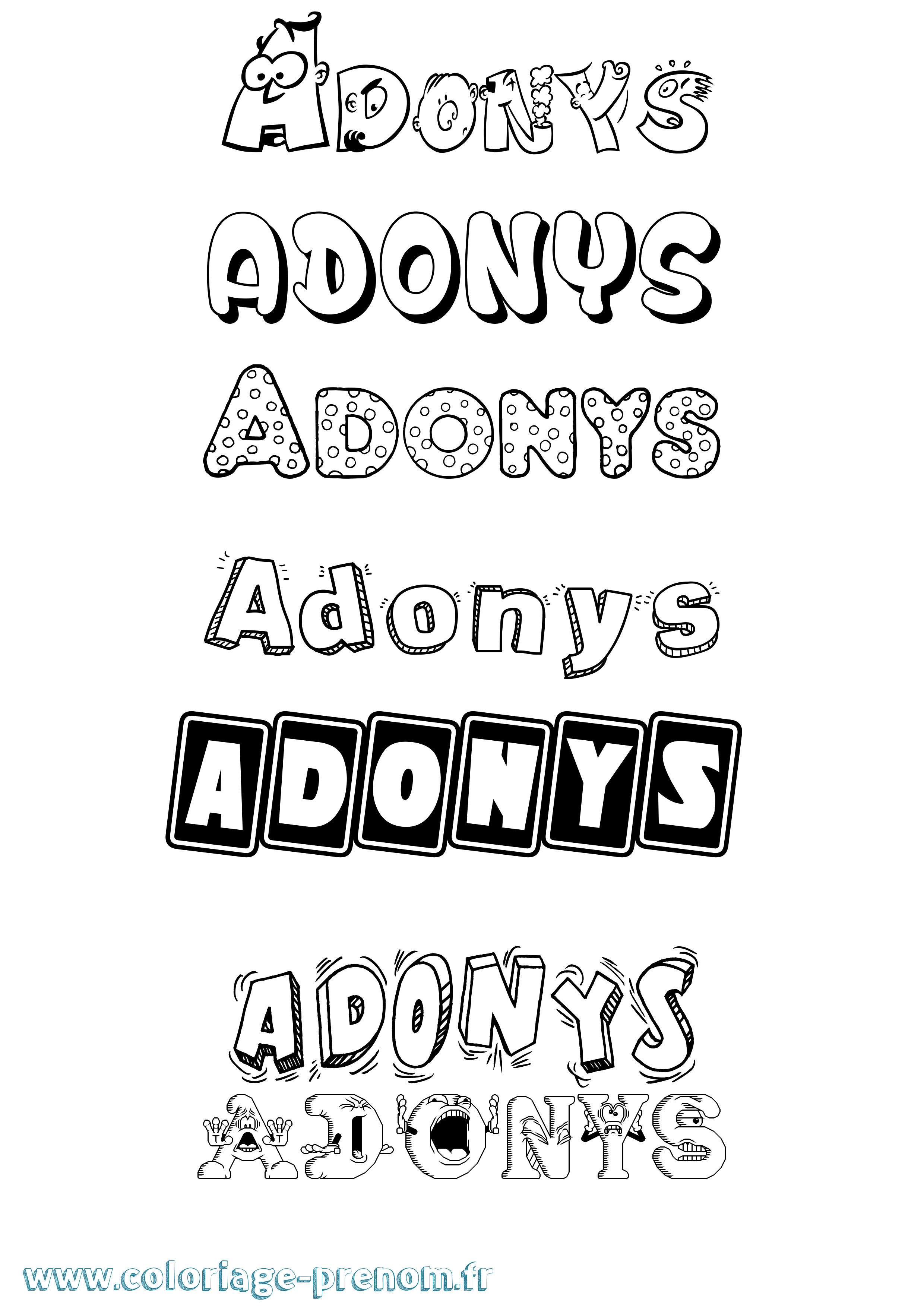 Coloriage prénom Adonys Fun