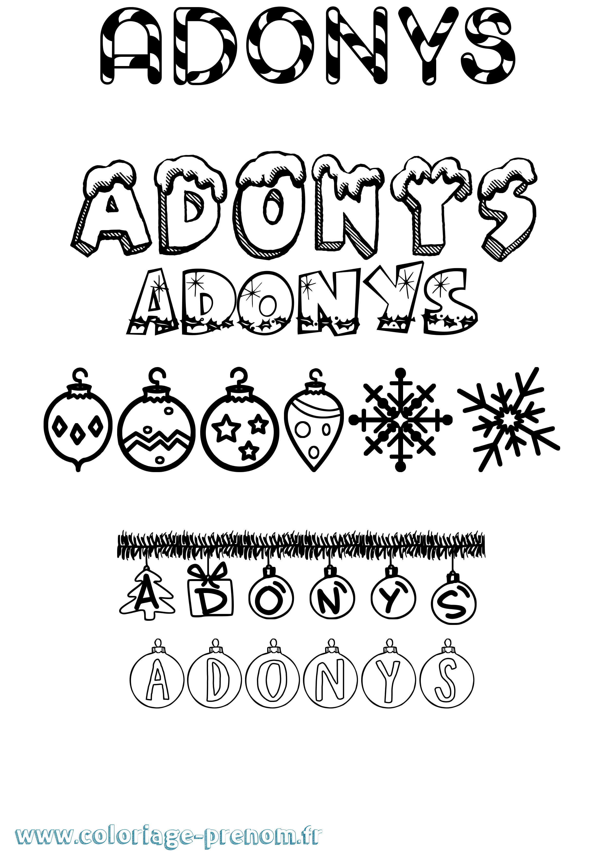 Coloriage Adonys Noël Coloriage prénom Adonys Noël