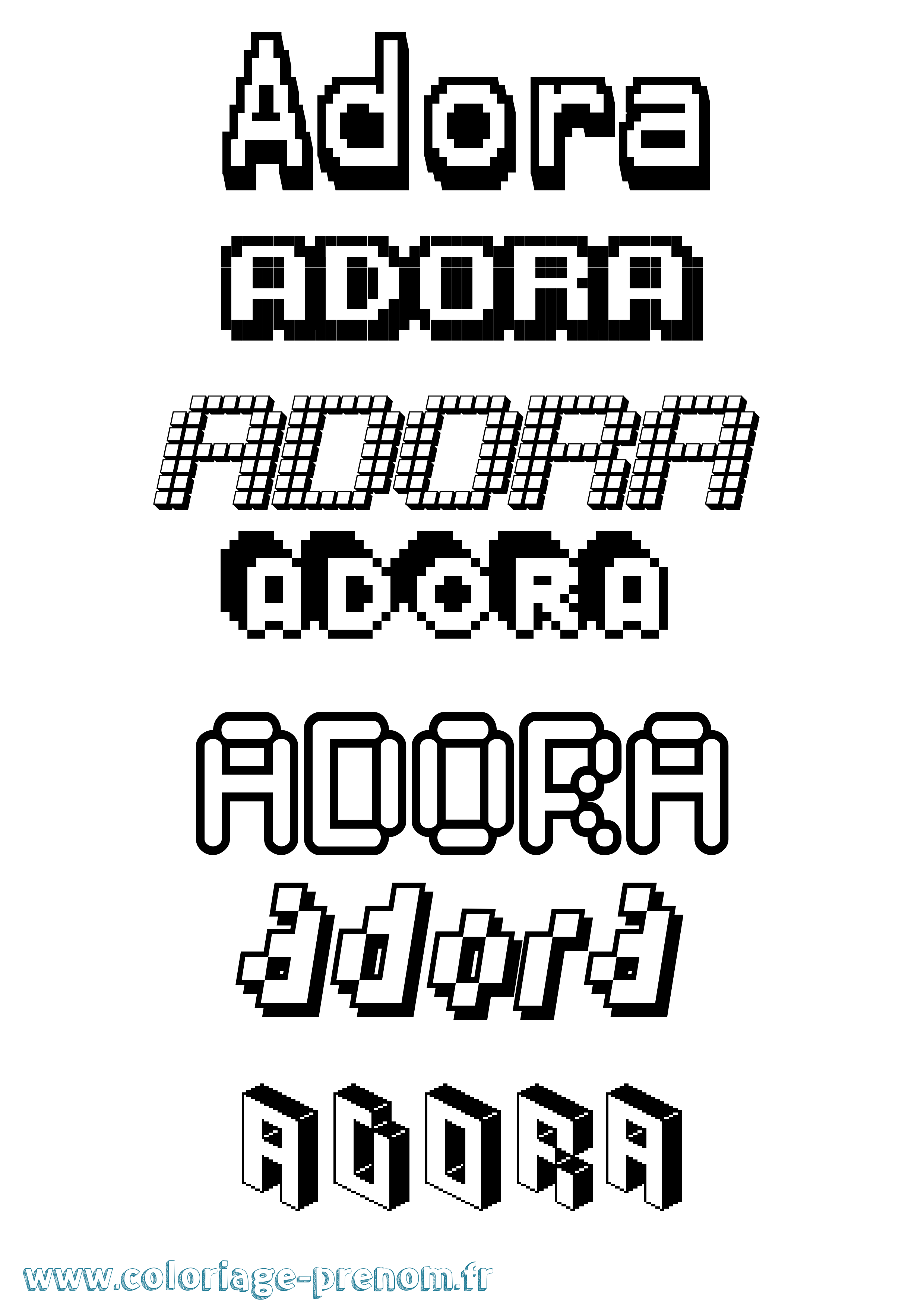 Coloriage prénom Adora Pixel