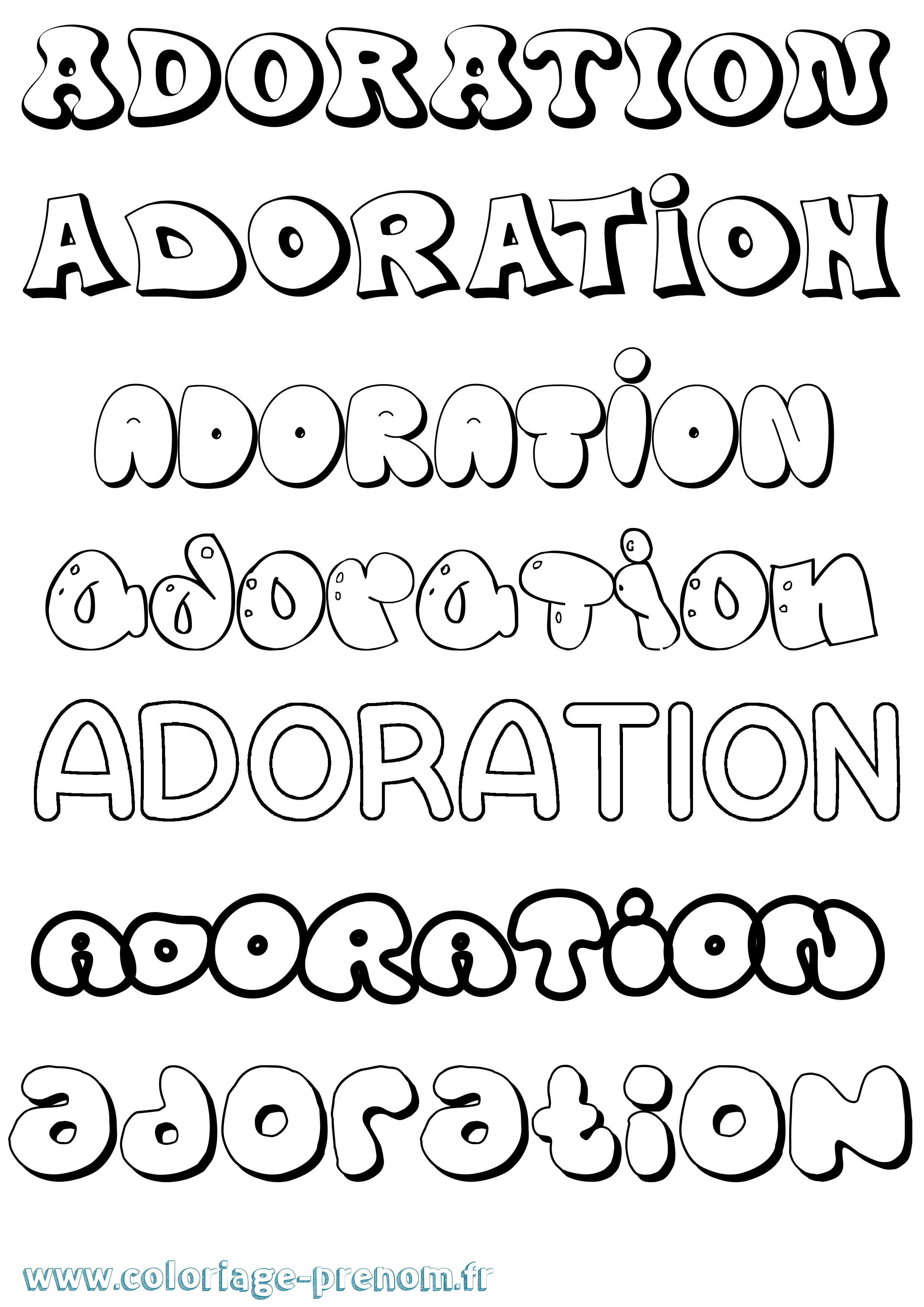 Coloriage Adoration Bubble Coloriage prénom Adoration Bubble