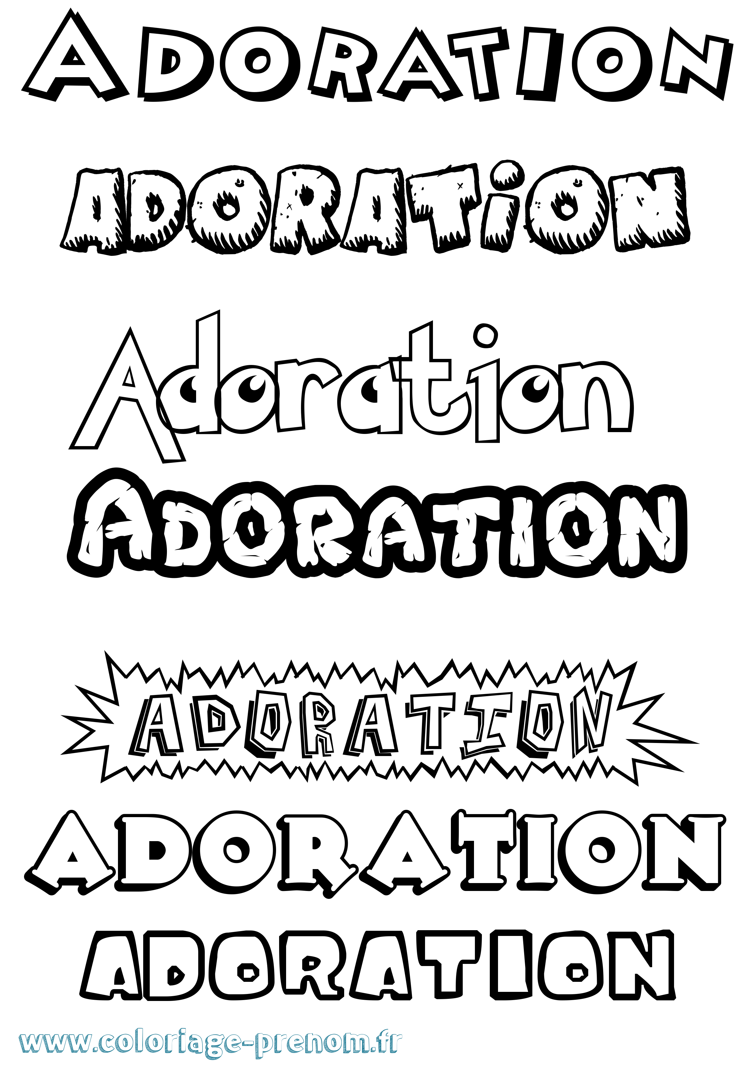 Coloriage Adoration Dessin Animé Coloriage prénom Adoration Dessin Animé