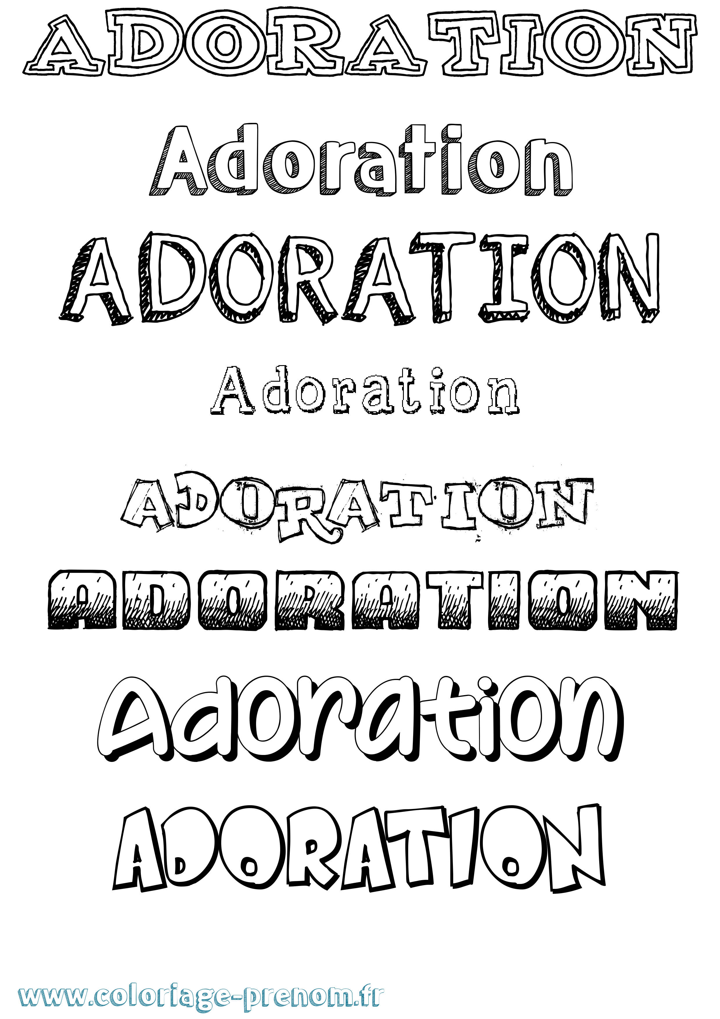 Coloriage Adoration Dessiné Coloriage prénom Adoration Dessiné