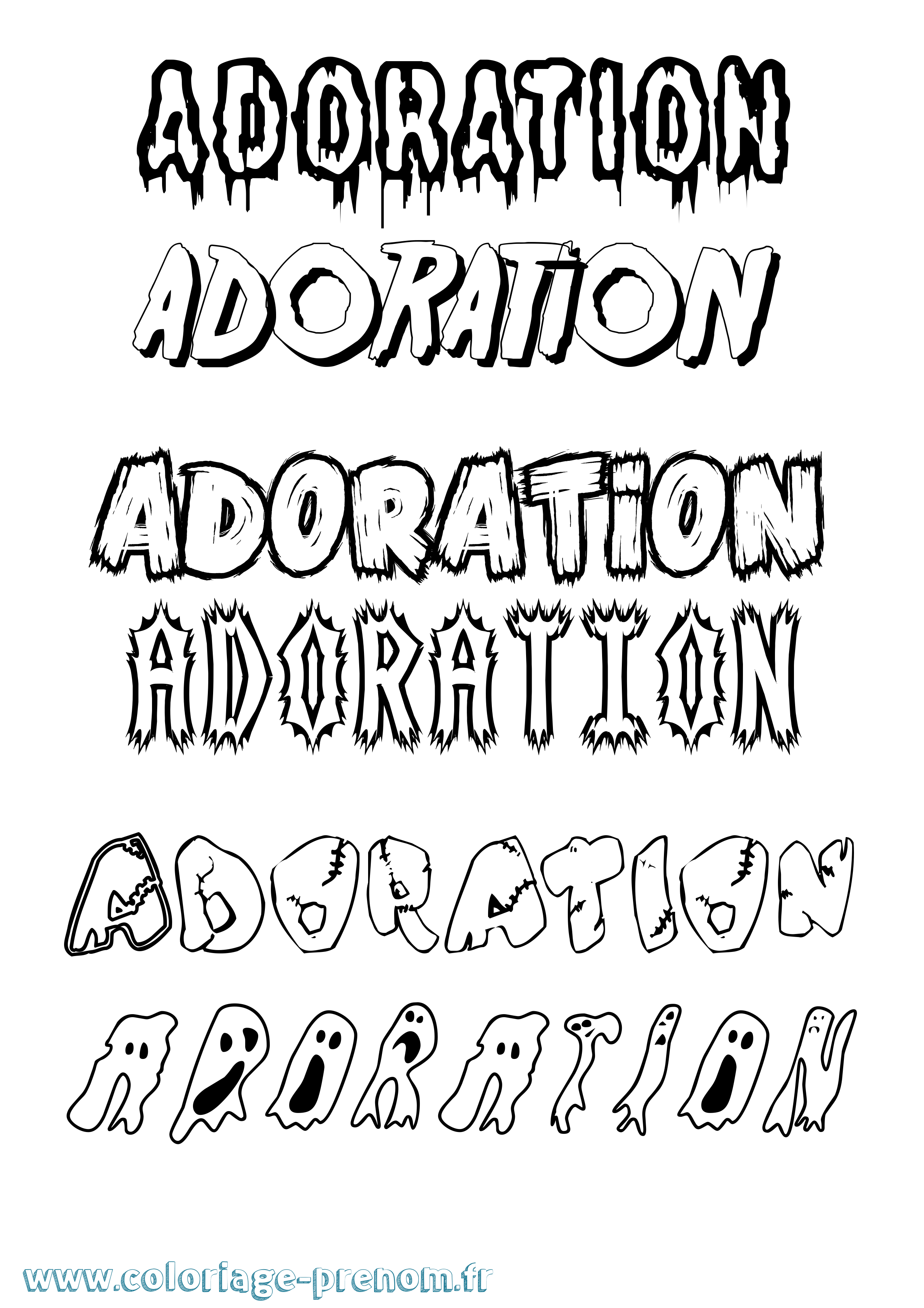 Coloriage Adoration Frisson Coloriage prénom Adoration Frisson