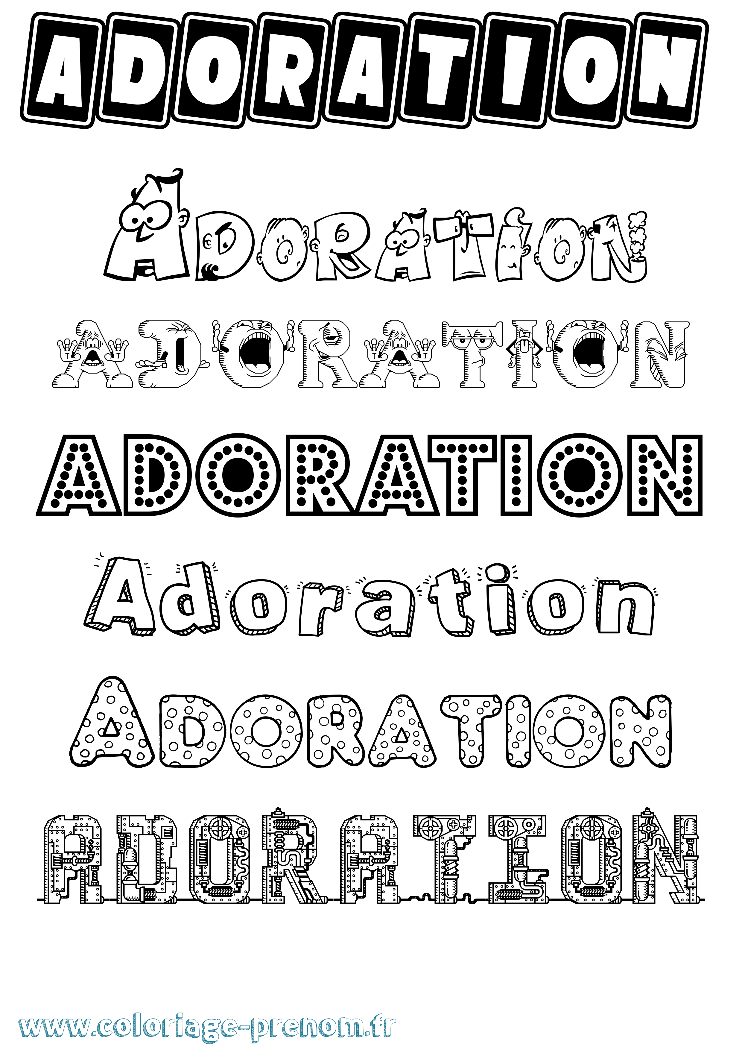 Coloriage Adoration Fun Coloriage prénom Adoration Fun