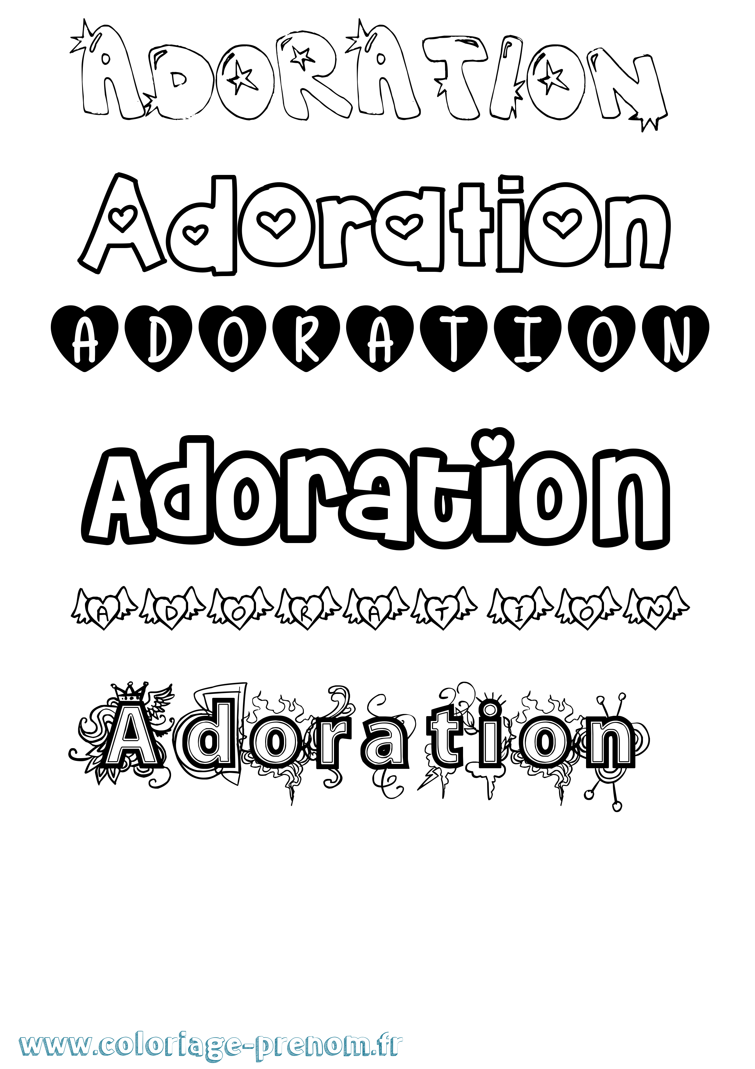 Coloriage Adoration Girly Coloriage prénom Adoration Girly