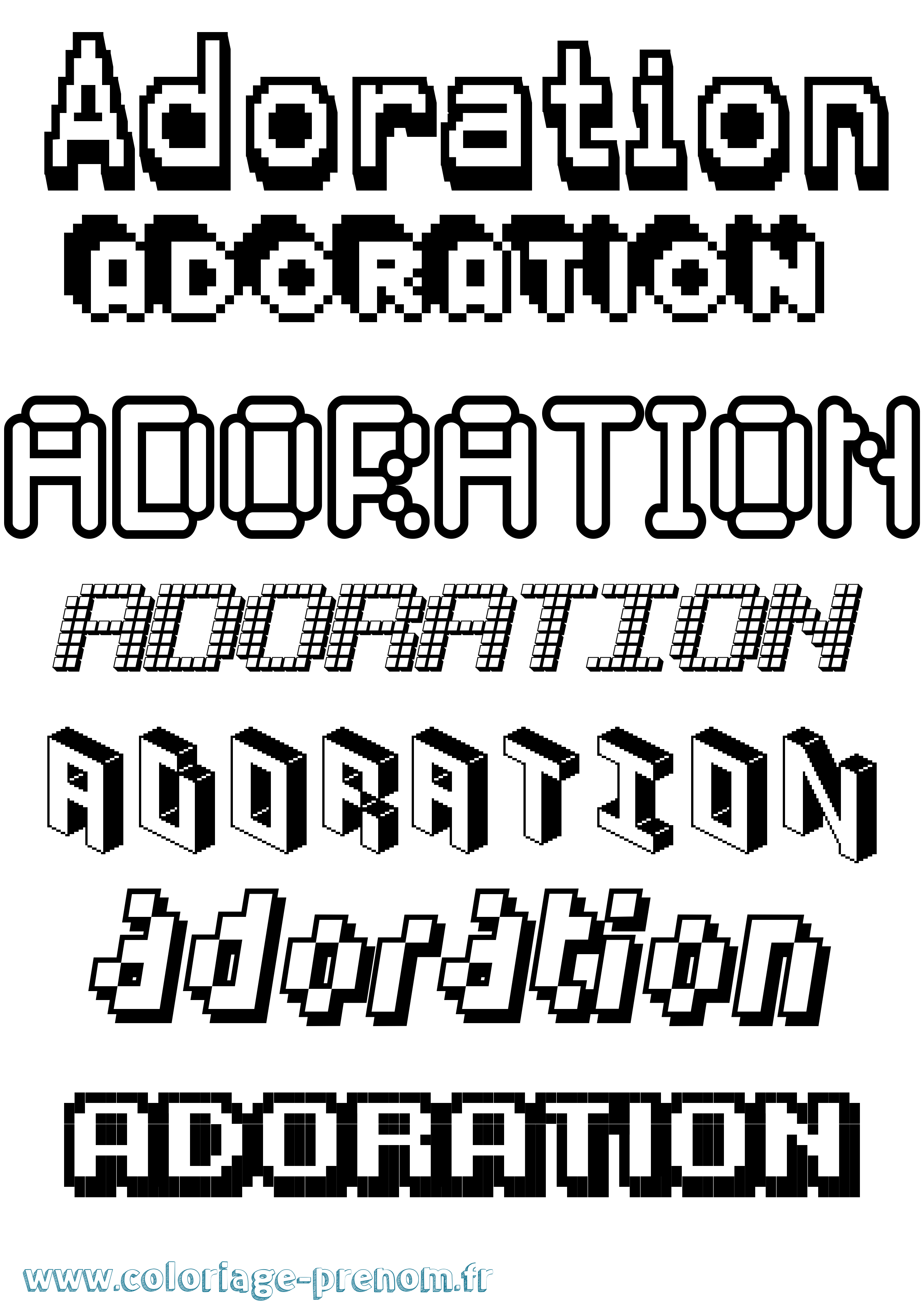 Coloriage Adoration Pixel Coloriage prénom Adoration Pixel