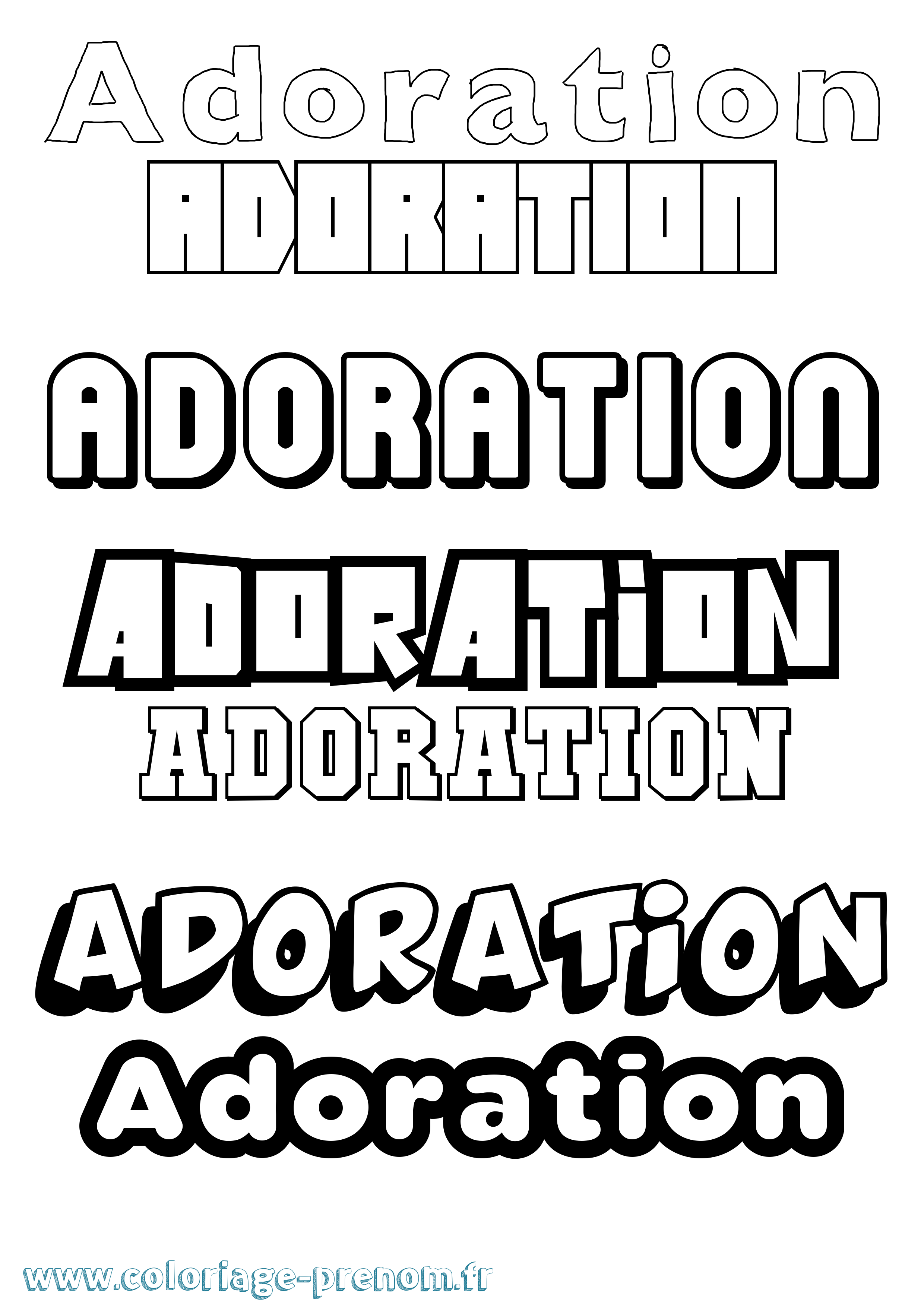 Coloriage Adoration Simple Coloriage prénom Adoration Simple