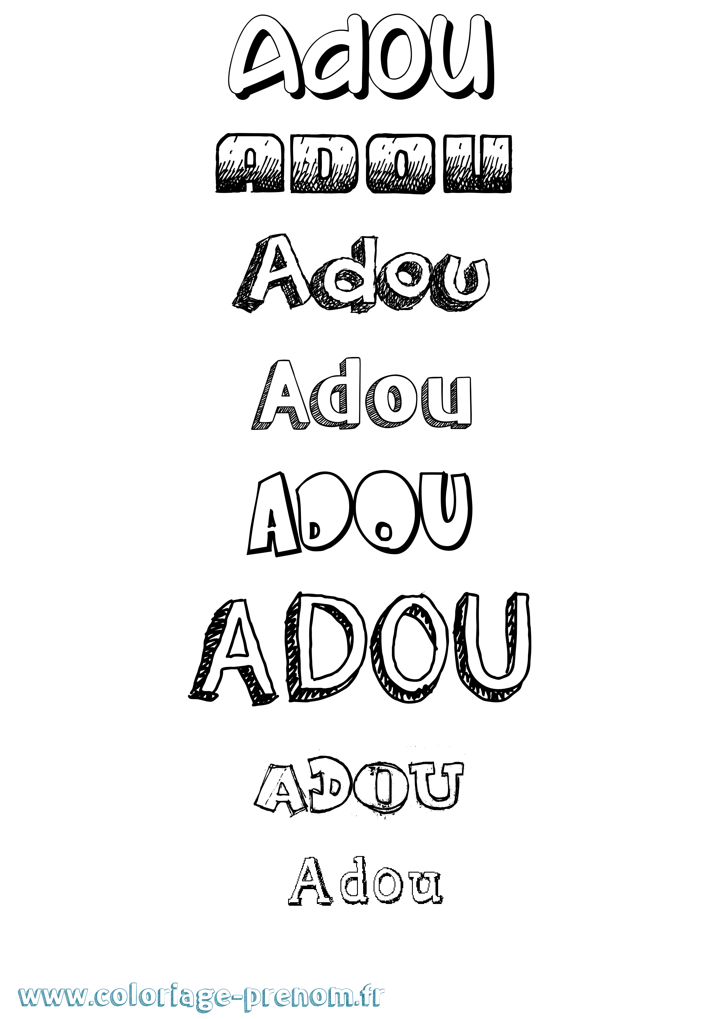 Coloriage prénom Adou Dessiné