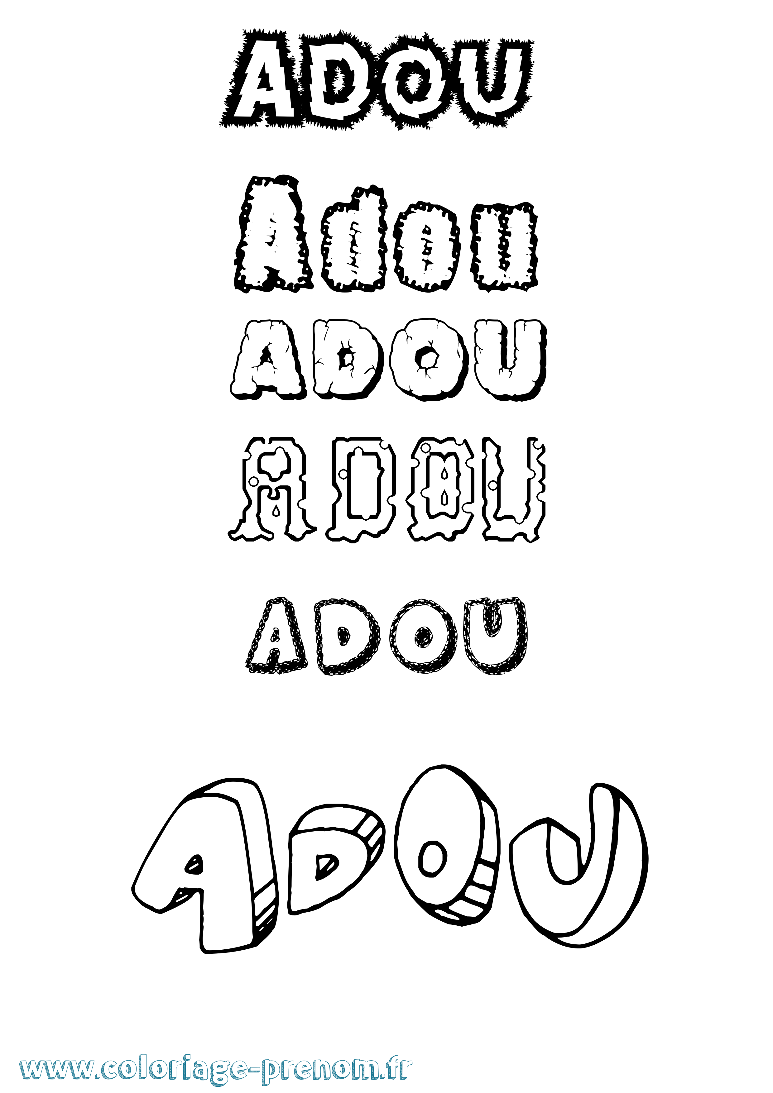 Coloriage prénom Adou Destructuré