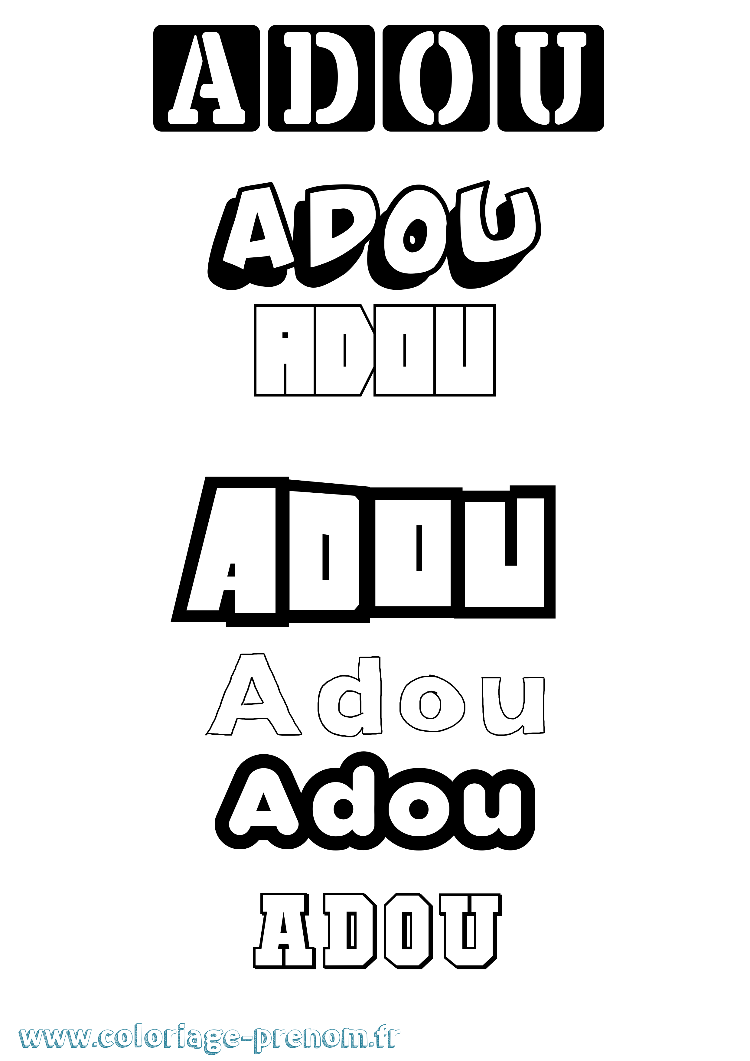 Coloriage prénom Adou Simple