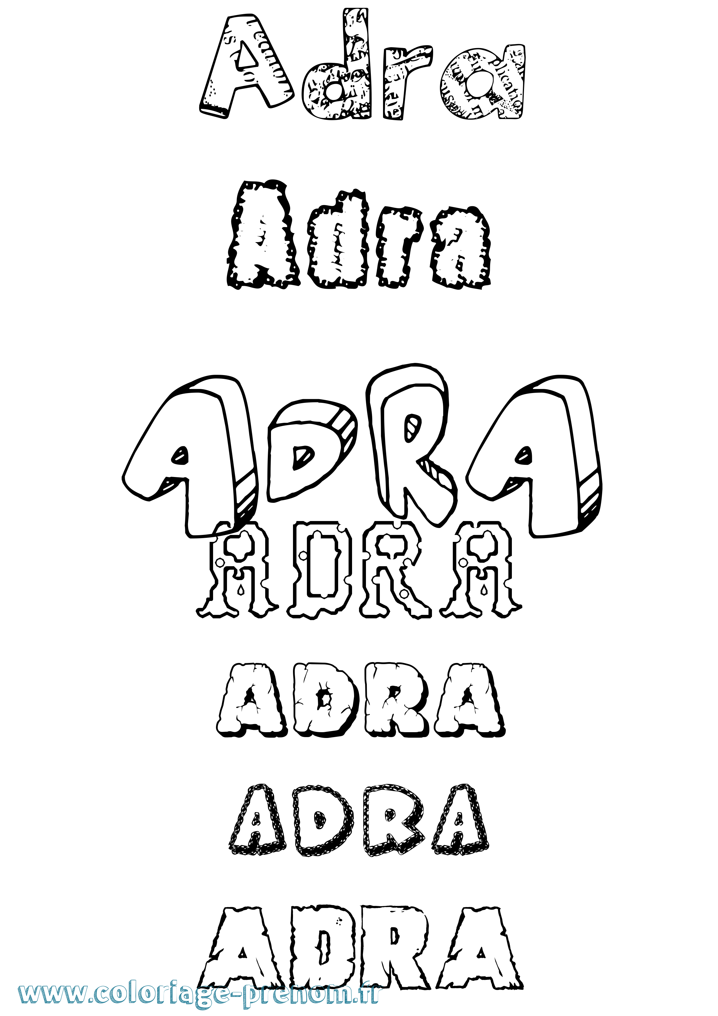 Coloriage prénom Adra Destructuré