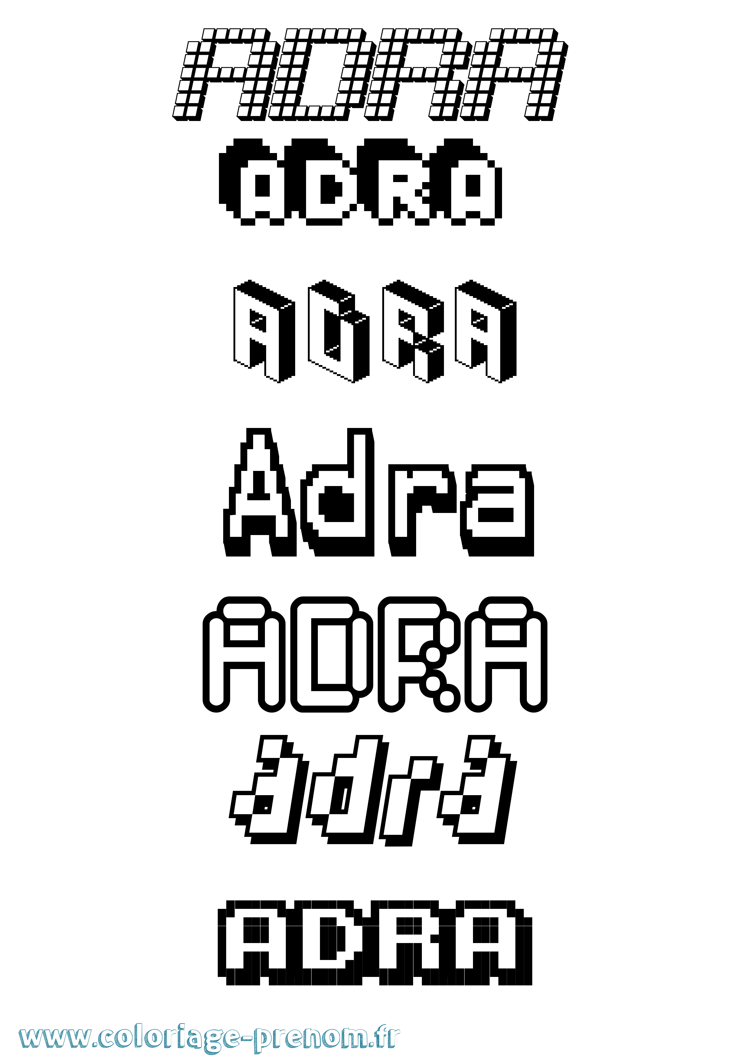 Coloriage prénom Adra Pixel