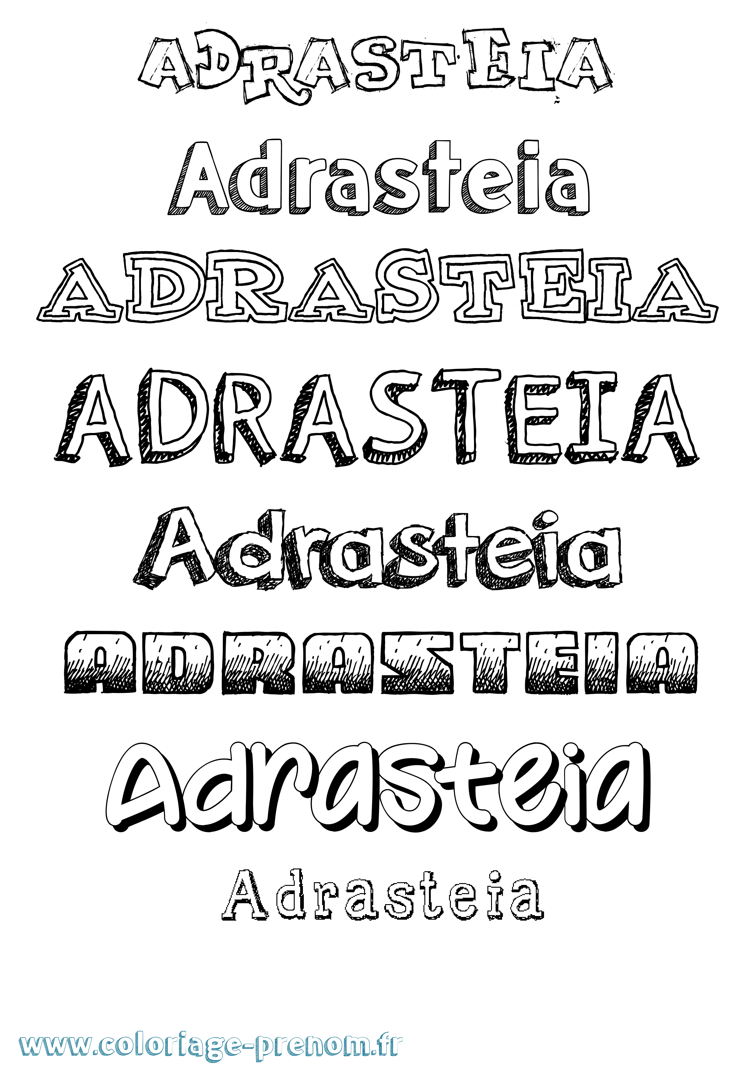 Coloriage prénom Adrasteia Dessiné