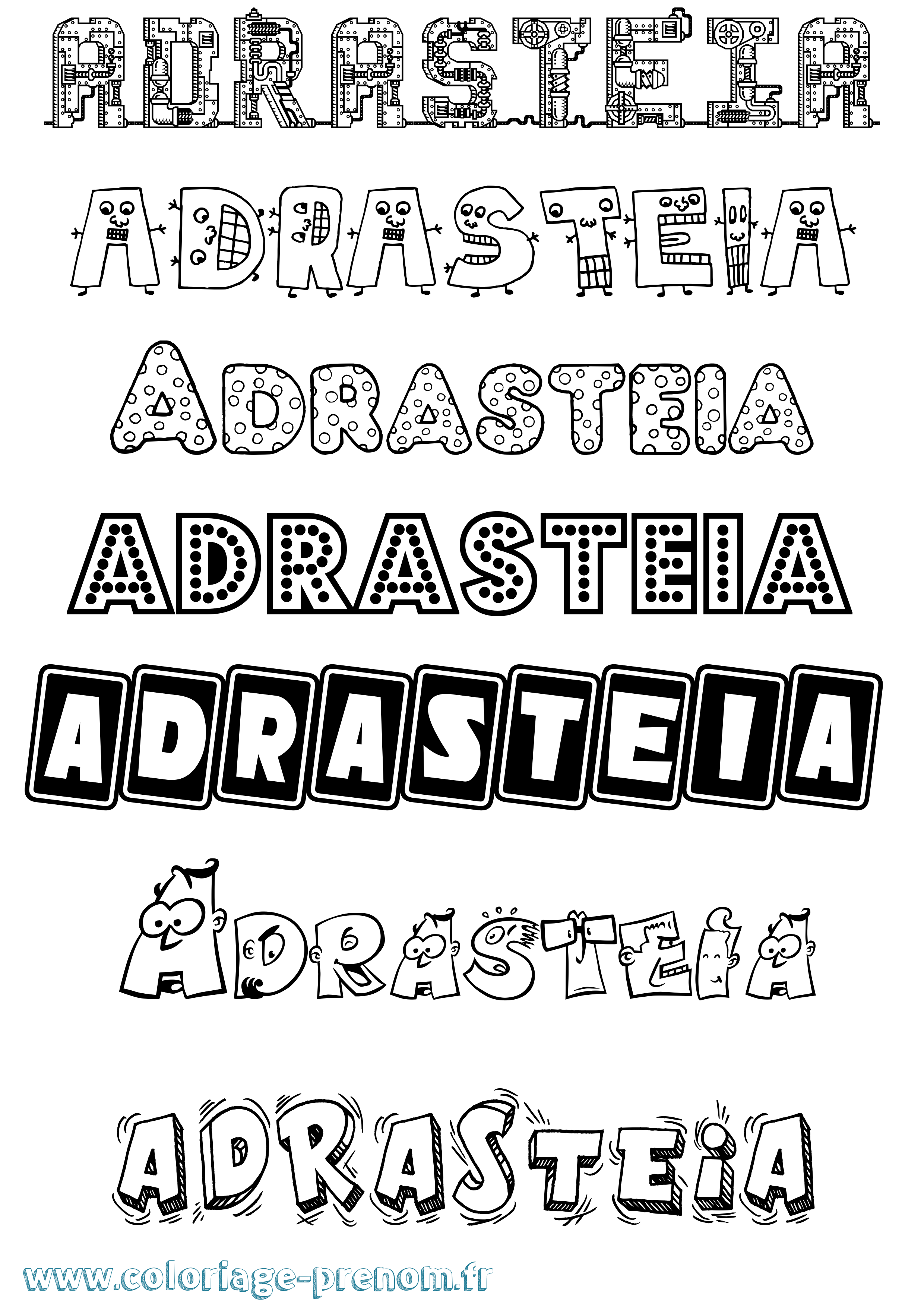 Coloriage prénom Adrasteia Fun