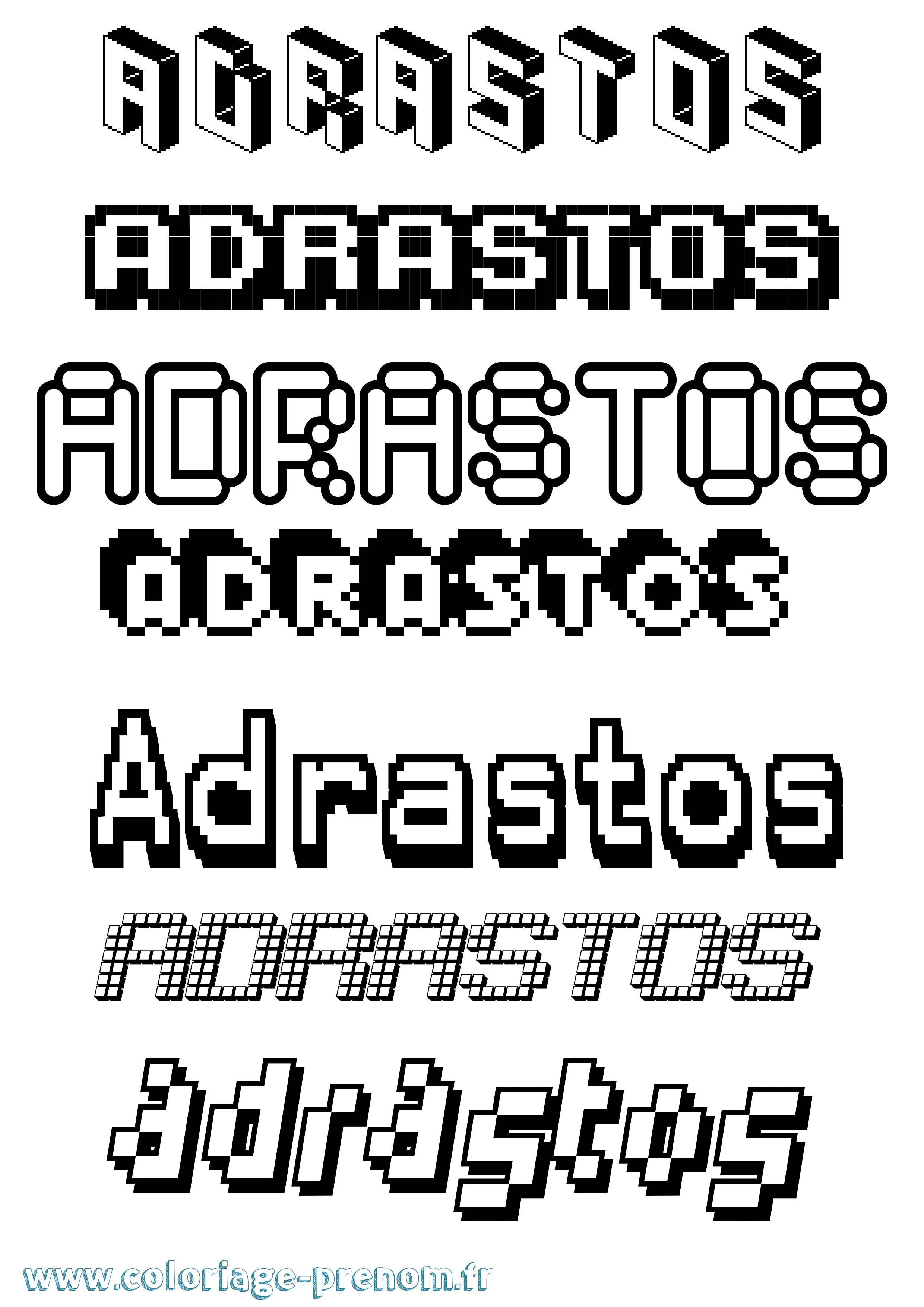 Coloriage prénom Adrastos Pixel