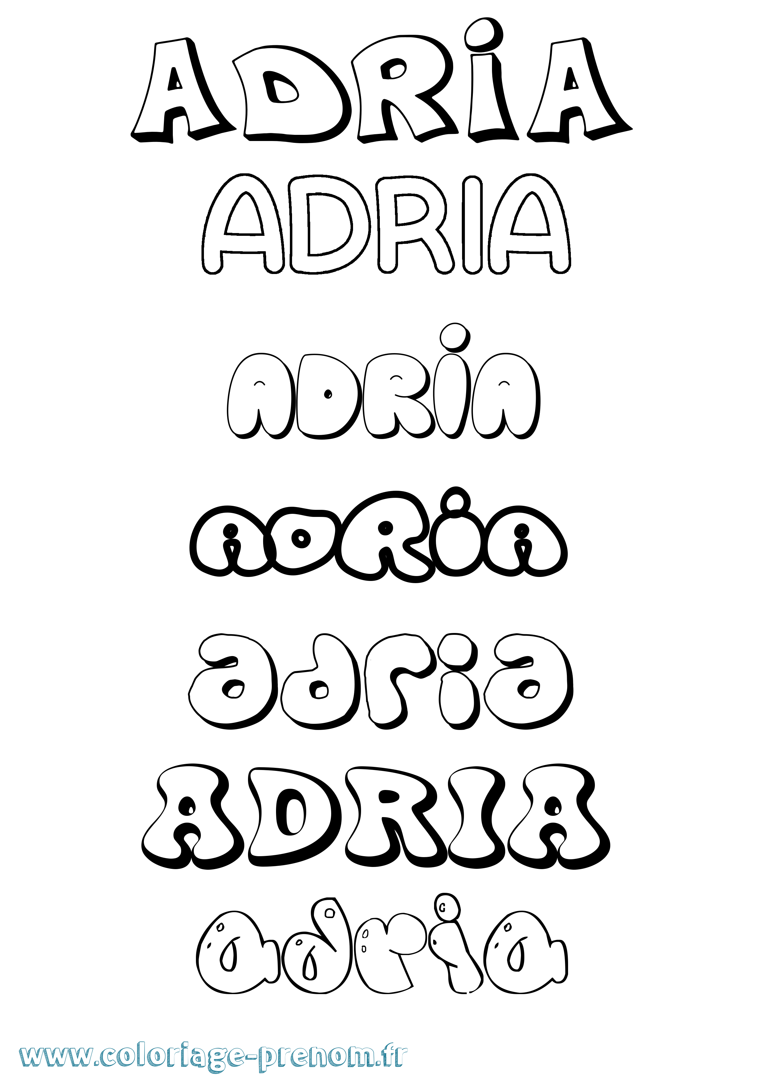 Coloriage prénom Adria Bubble