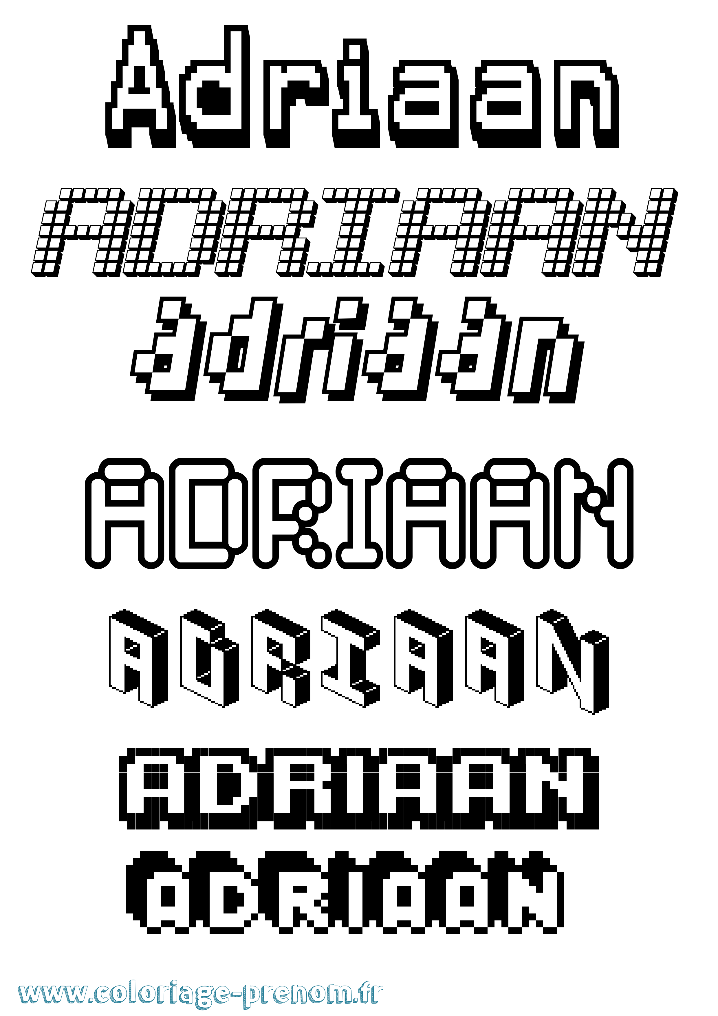 Coloriage prénom Adriaan Pixel