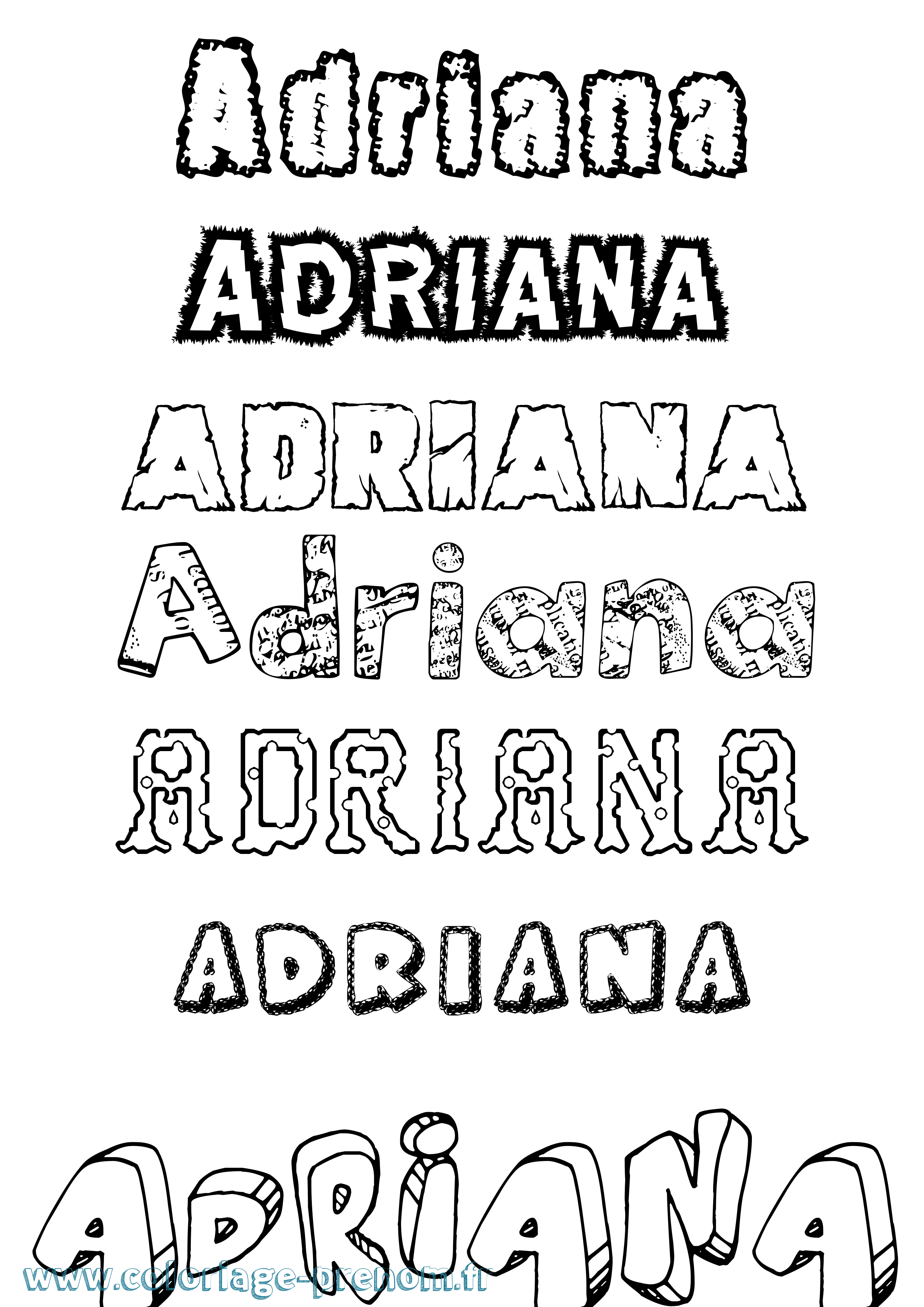 Coloriage prénom Adriana Destructuré
