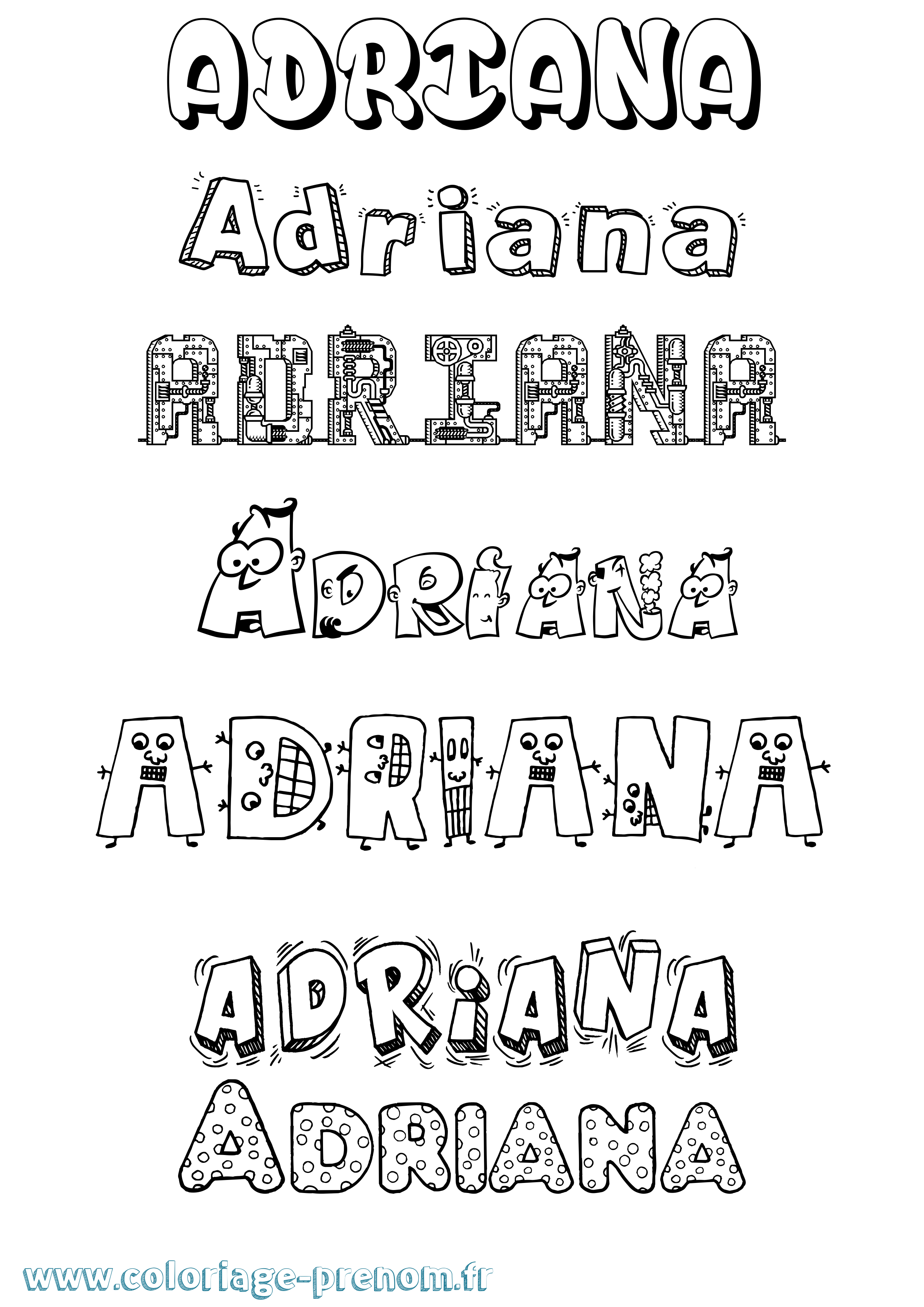 Coloriage prénom Adriana Fun