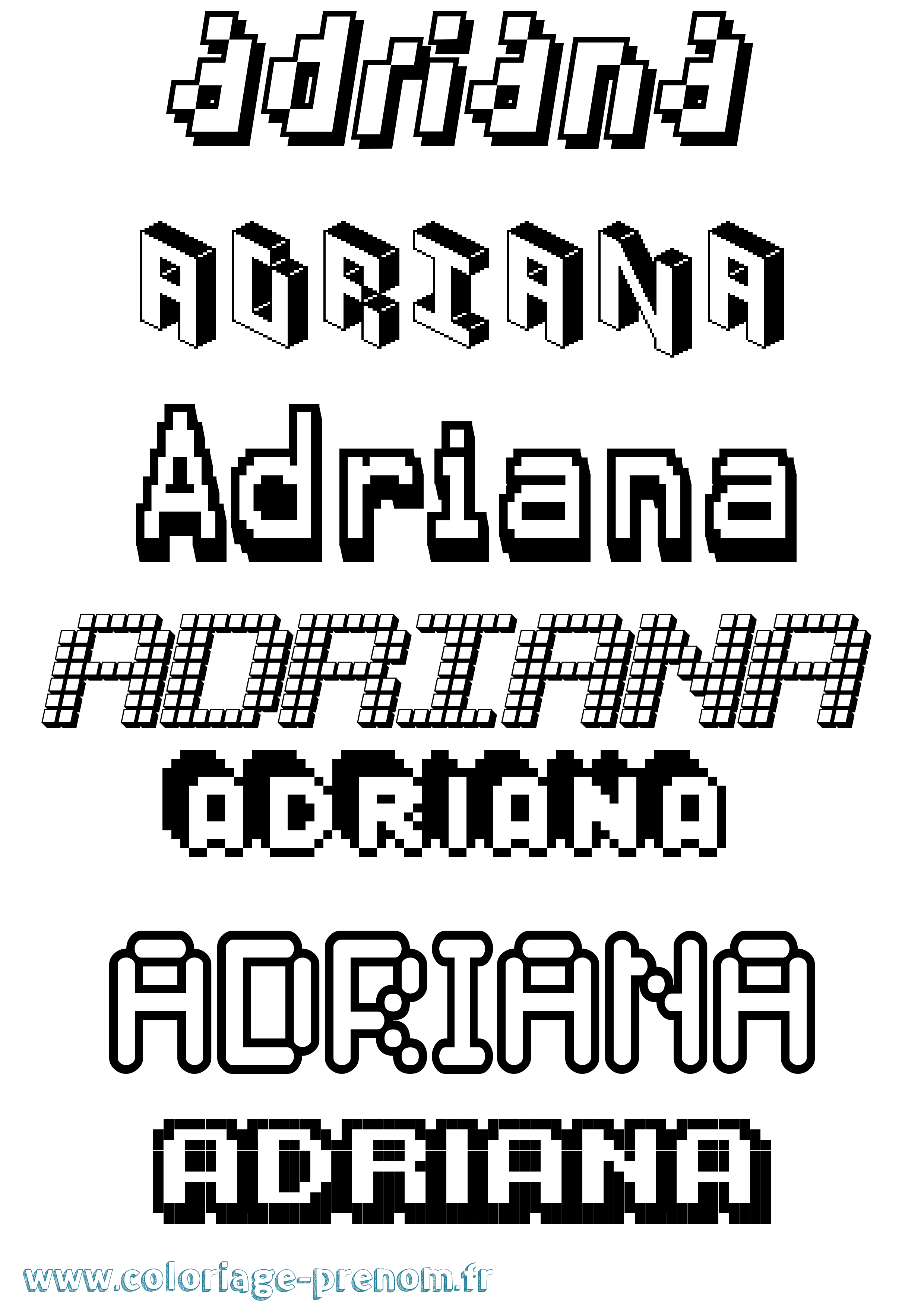 Coloriage prénom Adriana Pixel