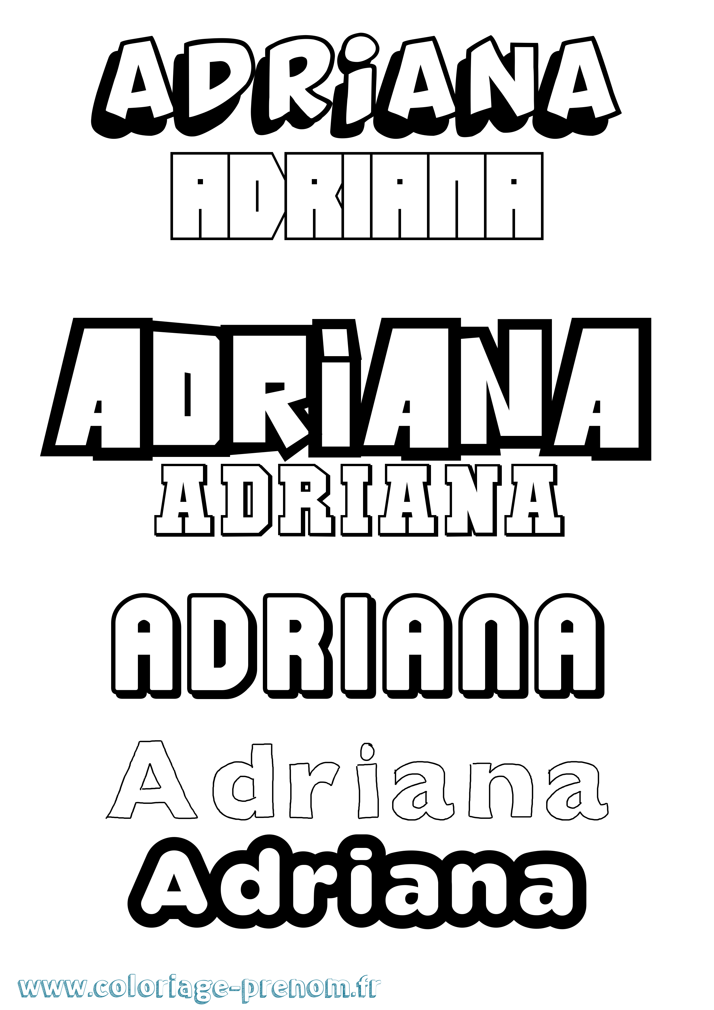 Coloriage prénom Adriana Simple