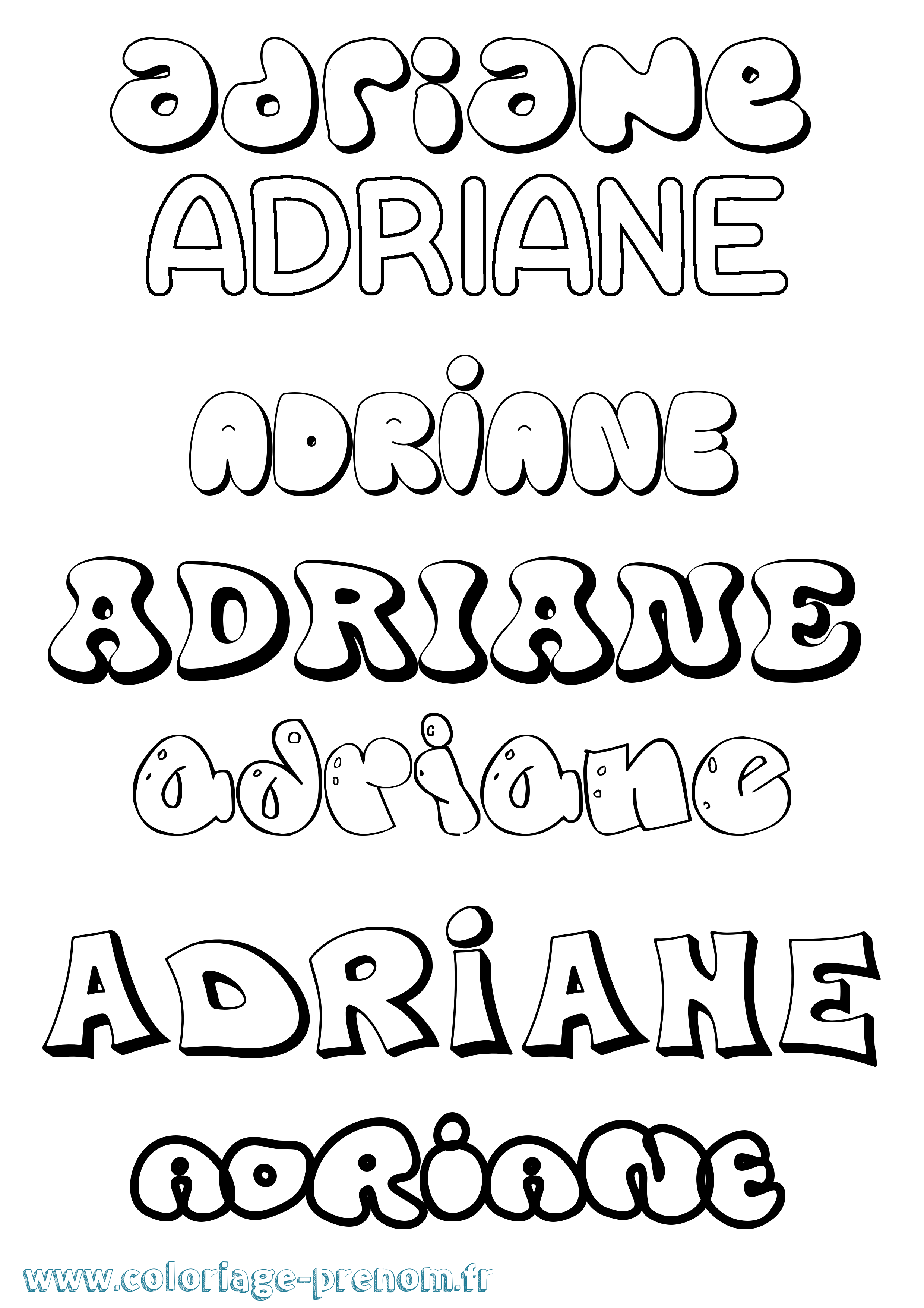 Coloriage Adriane Bubble Coloriage prénom Adriane Bubble