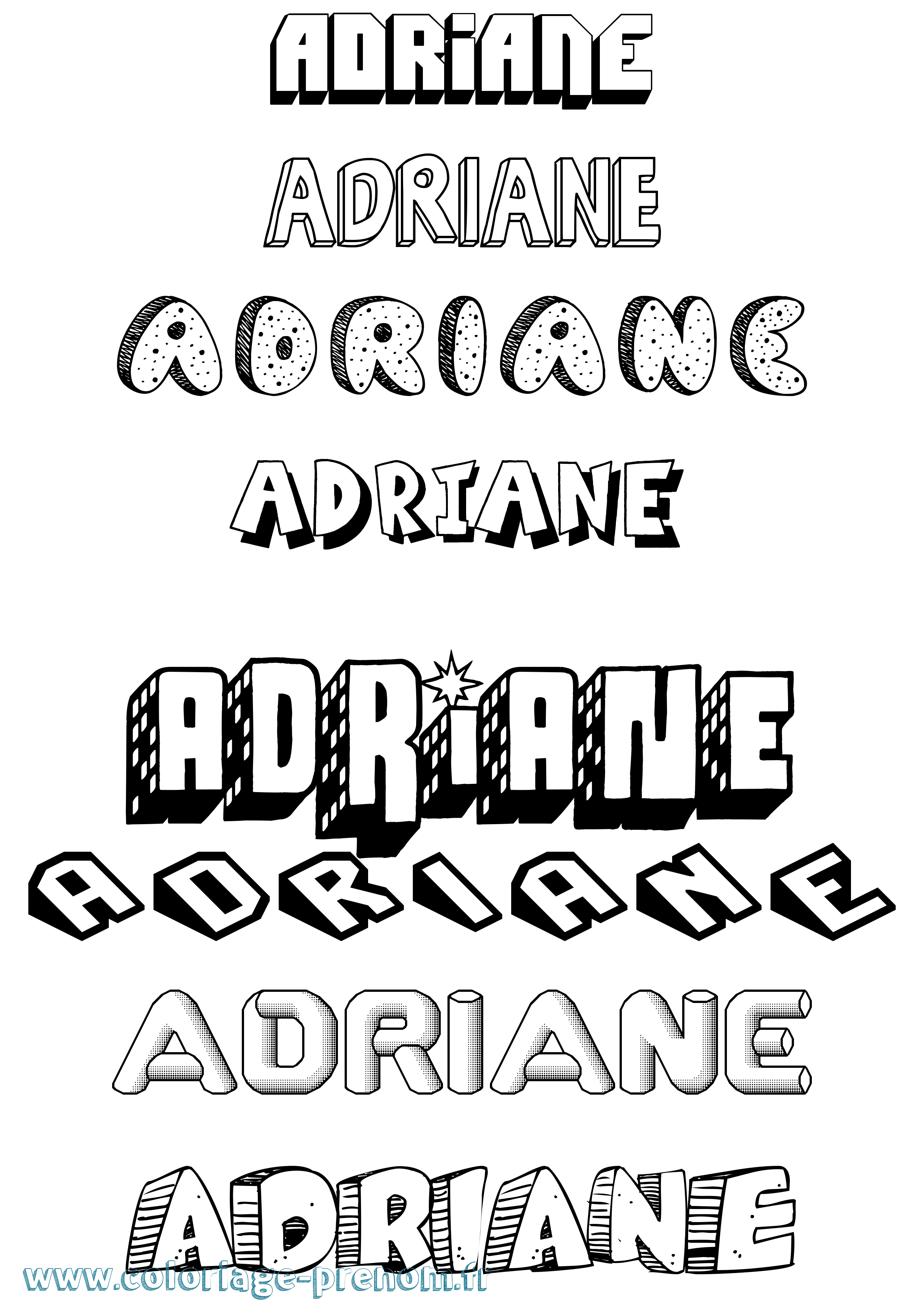 Coloriage Adriane Effet 3D Coloriage prénom Adriane Effet 3D