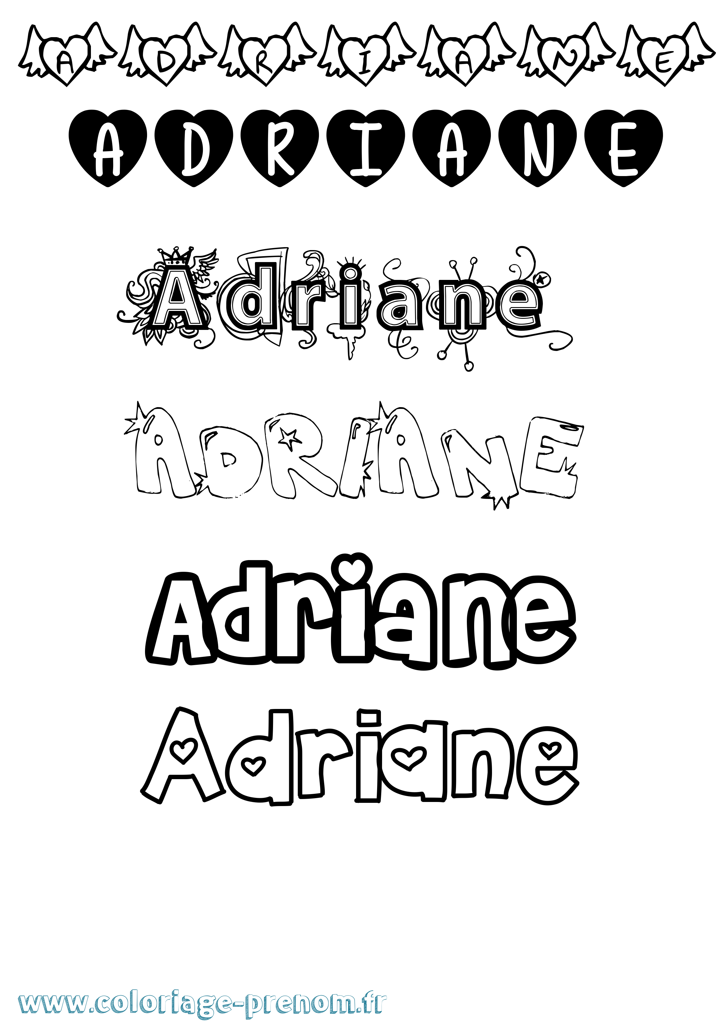 Coloriage Adriane Girly Coloriage prénom Adriane Girly