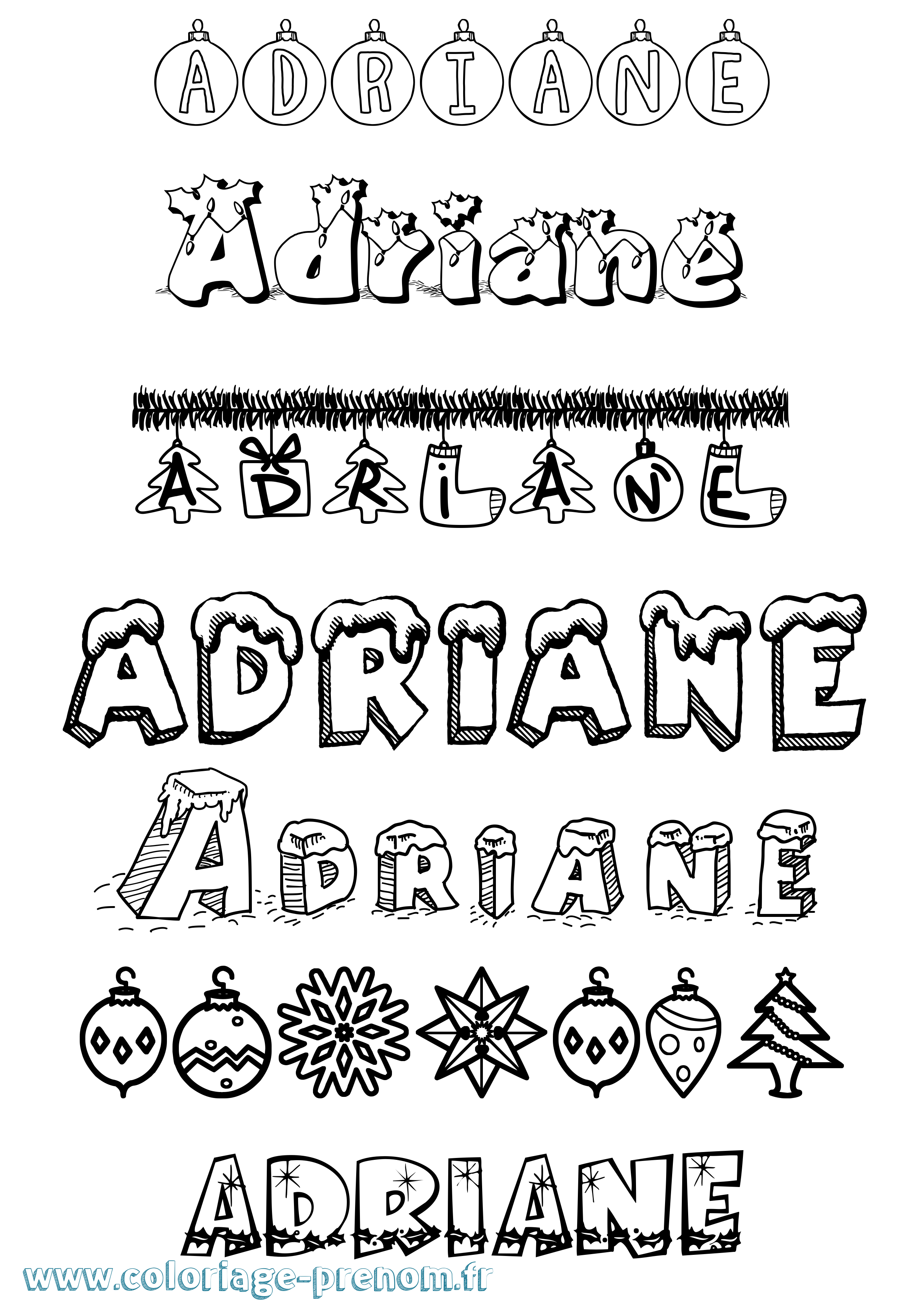 Coloriage Adriane Noël Coloriage prénom Adriane Noël
