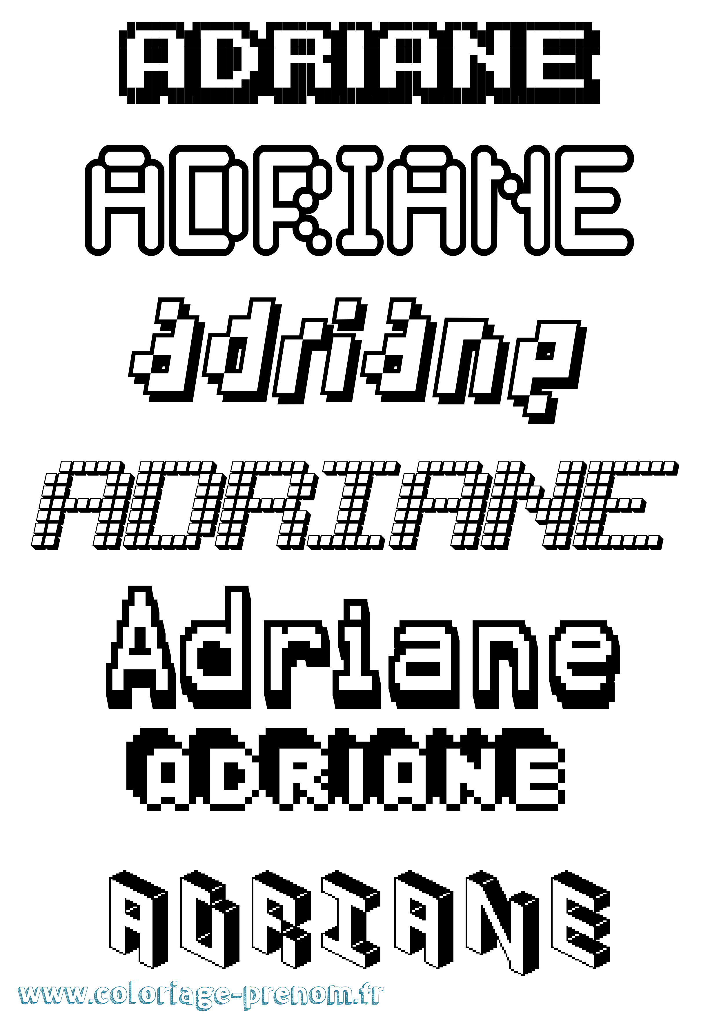 Coloriage Adriane Pixel Coloriage prénom Adriane Pixel
