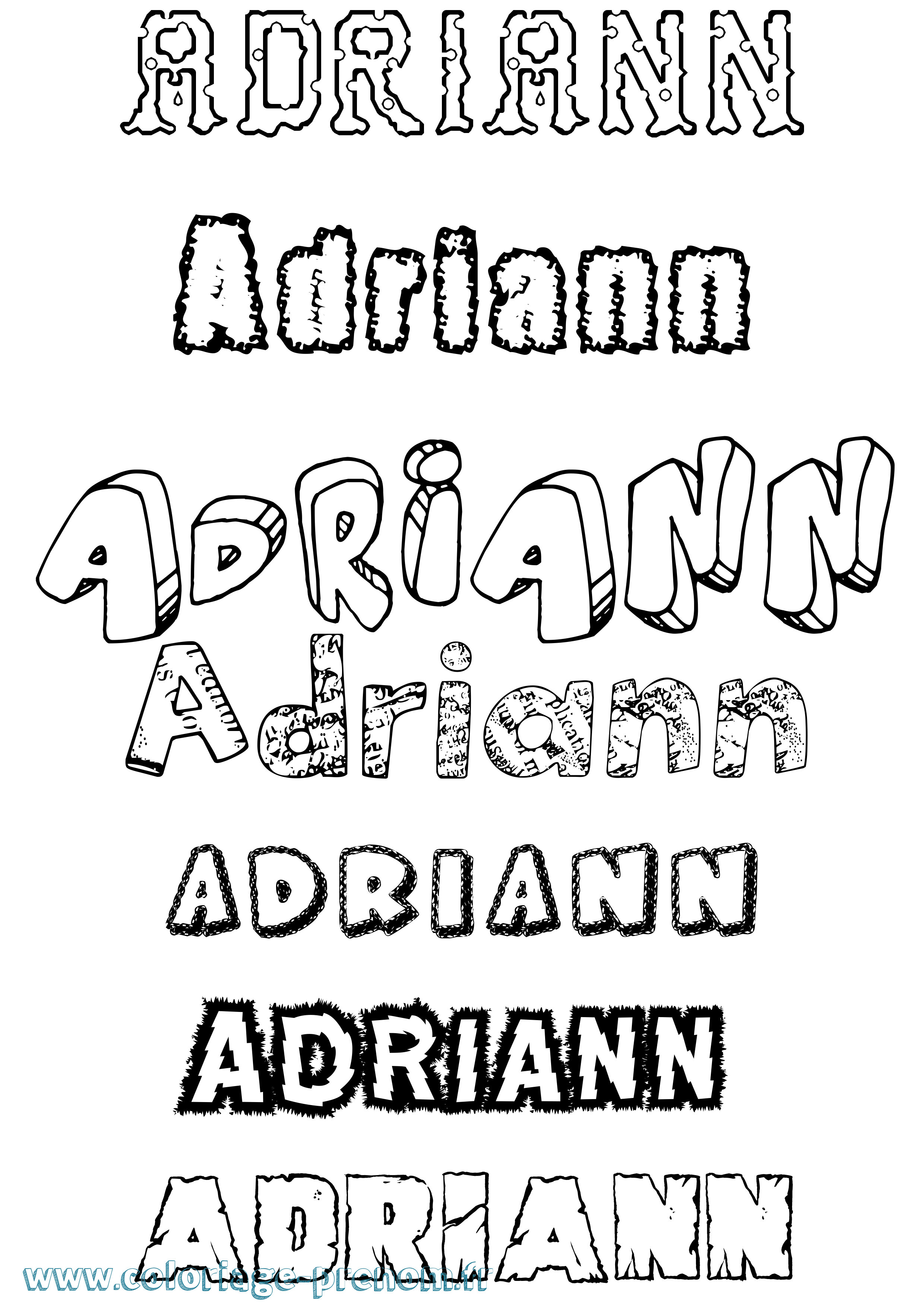 Coloriage prénom Adriann Destructuré