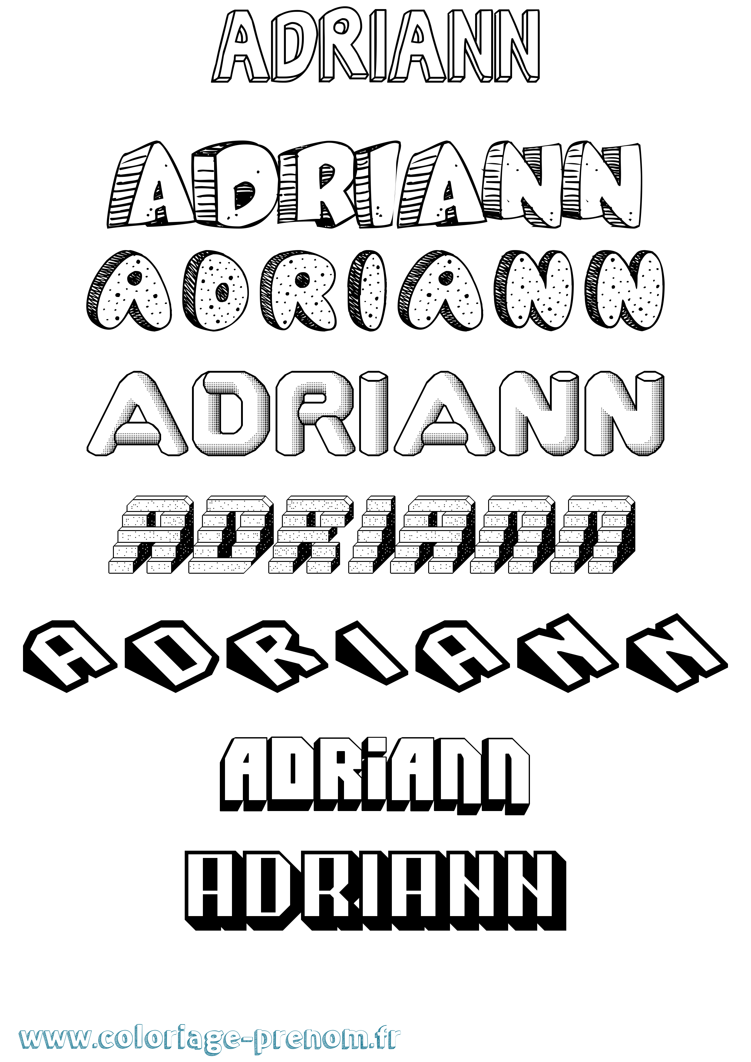 Coloriage prénom Adriann Effet 3D