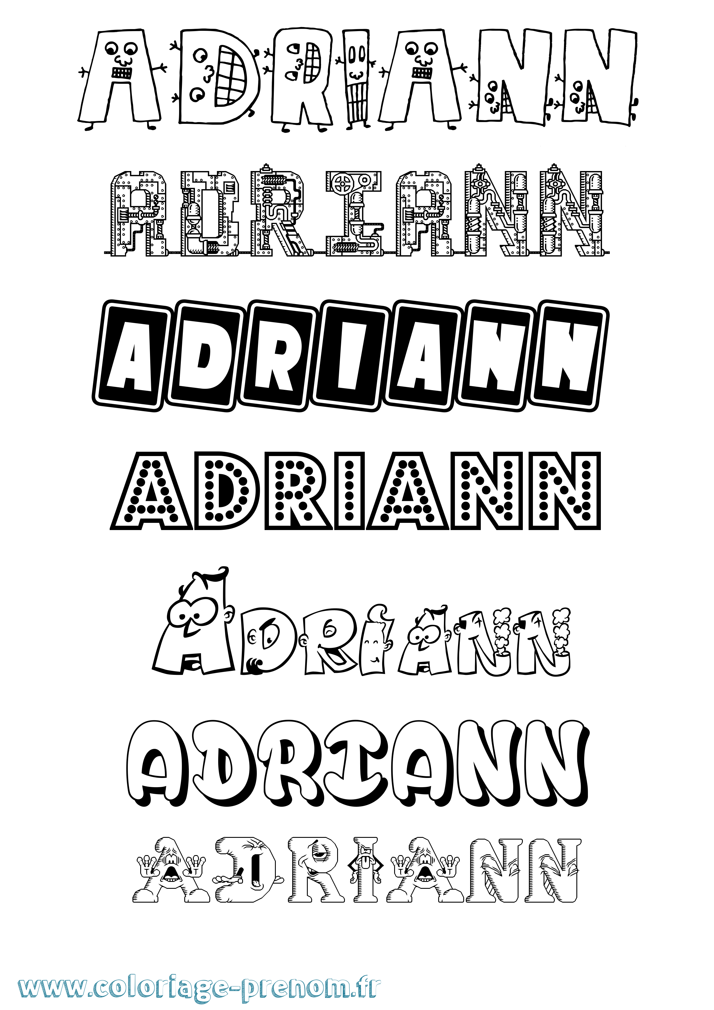 Coloriage prénom Adriann Fun