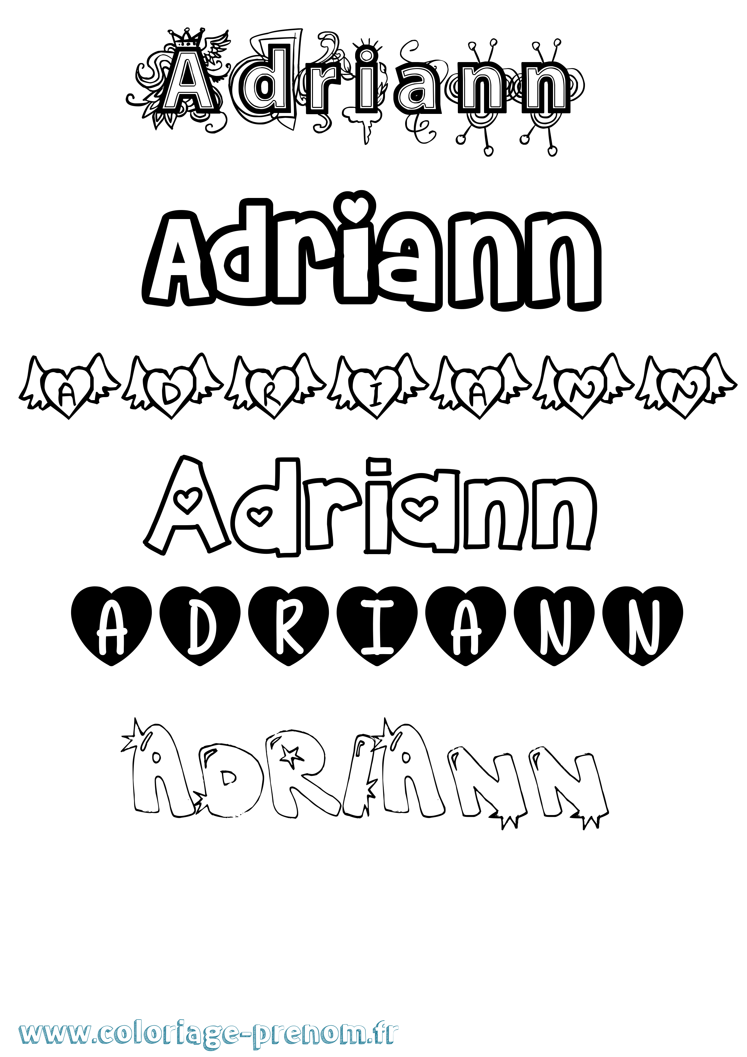 Coloriage prénom Adriann Girly