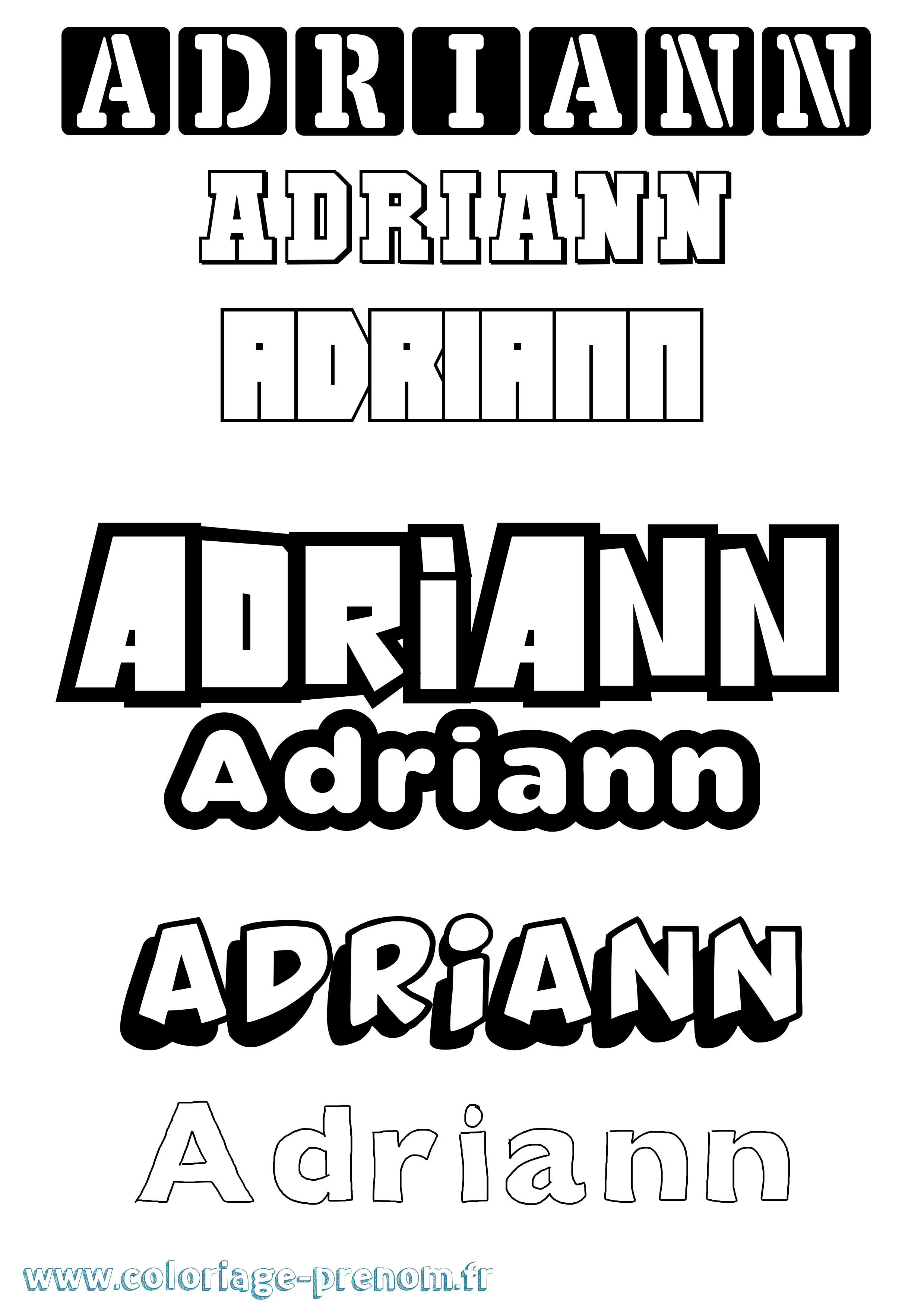 Coloriage prénom Adriann Simple