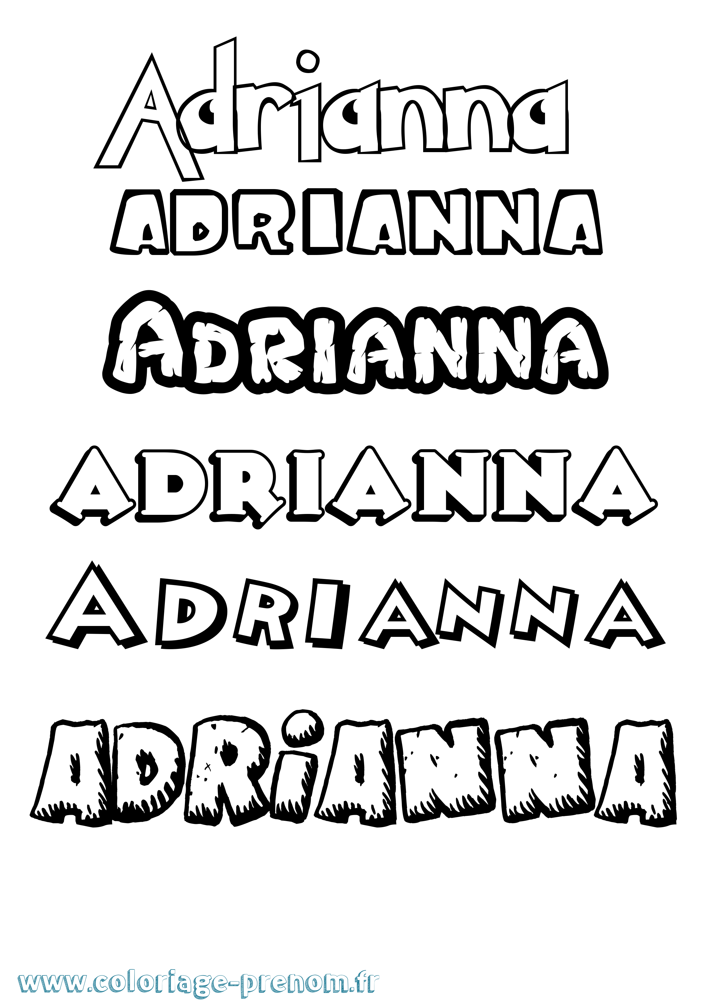 Coloriage prénom Adrianna Dessin Animé