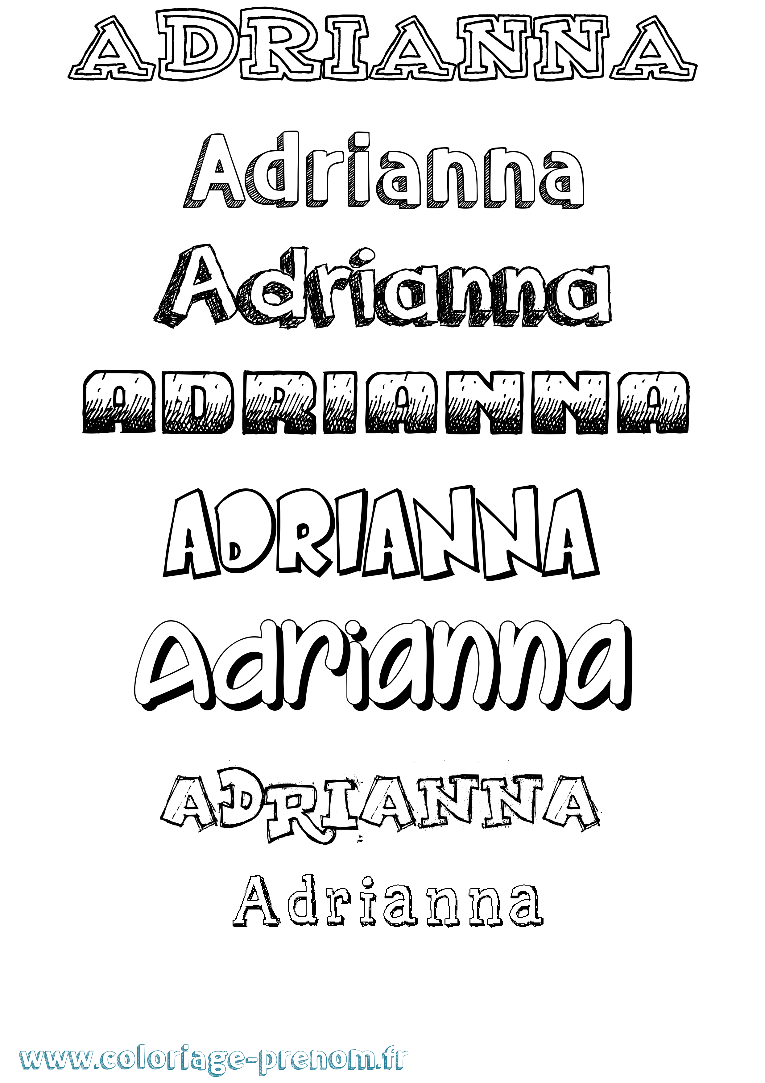 Coloriage prénom Adrianna Dessiné