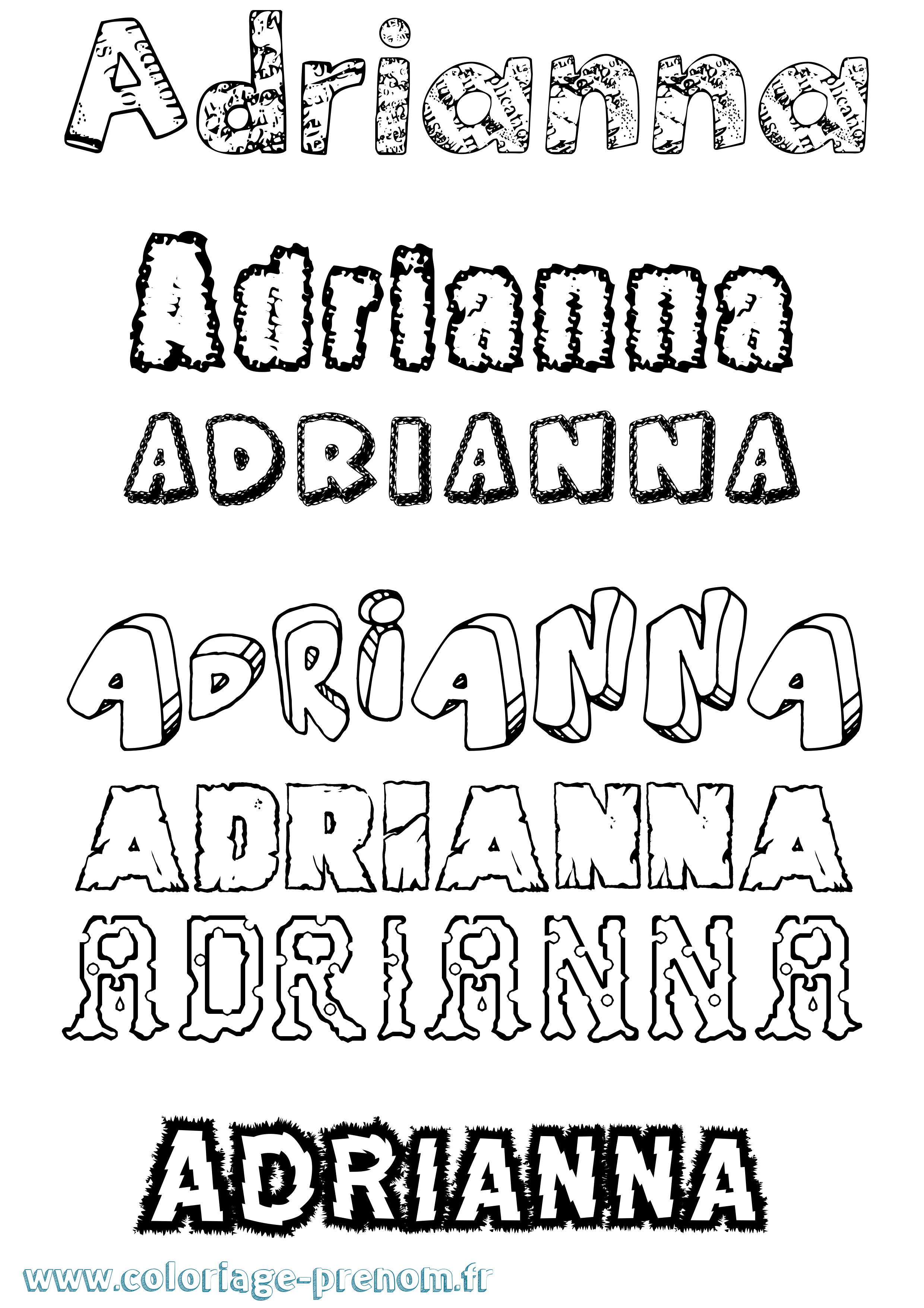 Coloriage prénom Adrianna Destructuré