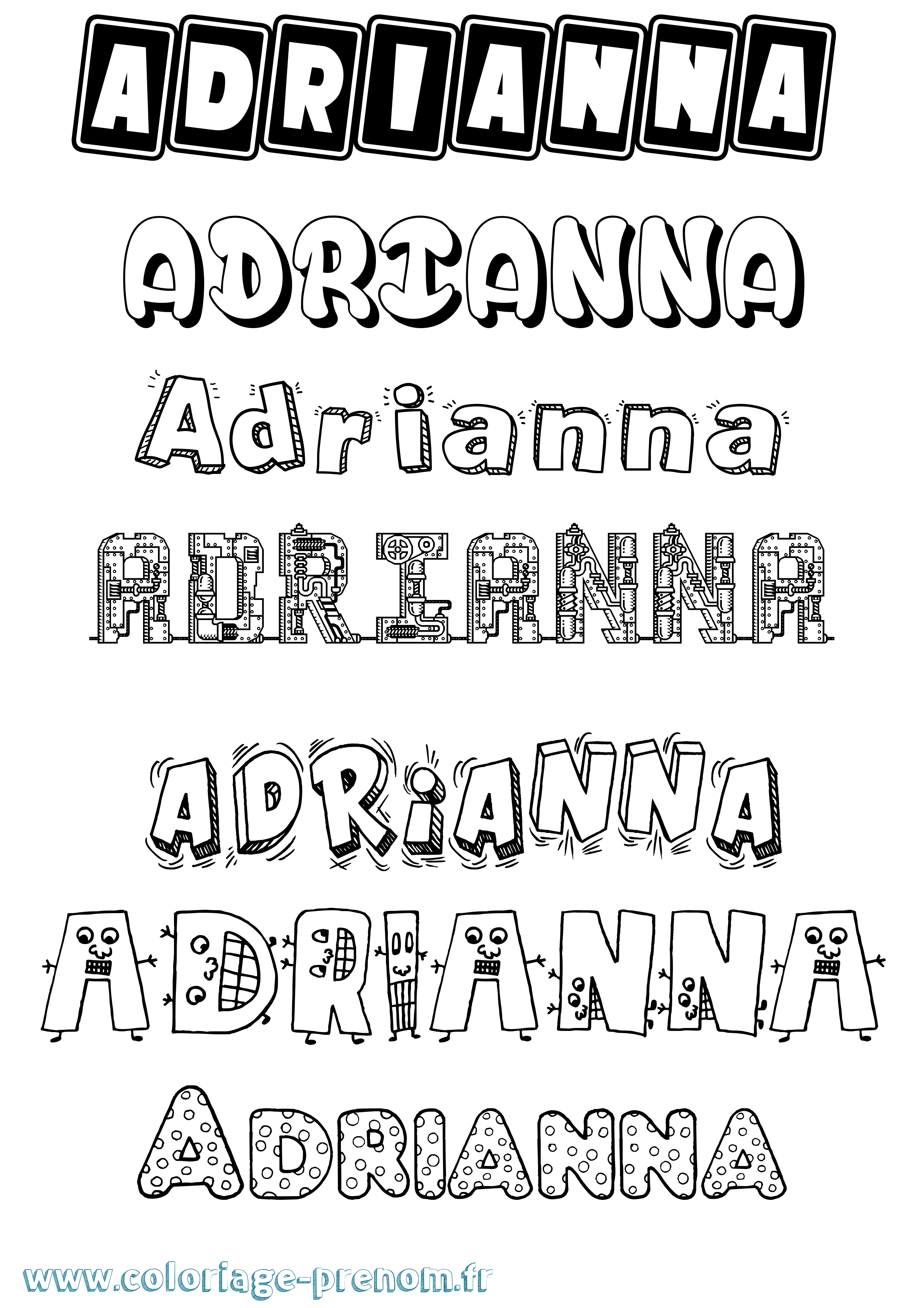 Coloriage prénom Adrianna Fun