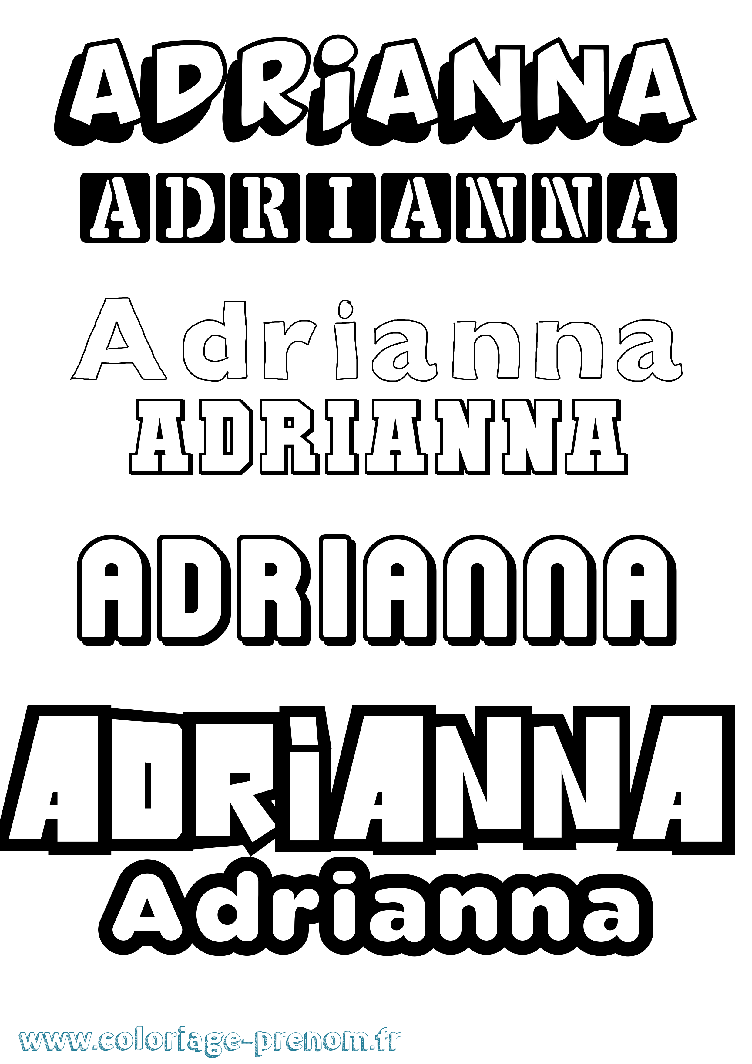 Coloriage prénom Adrianna Simple