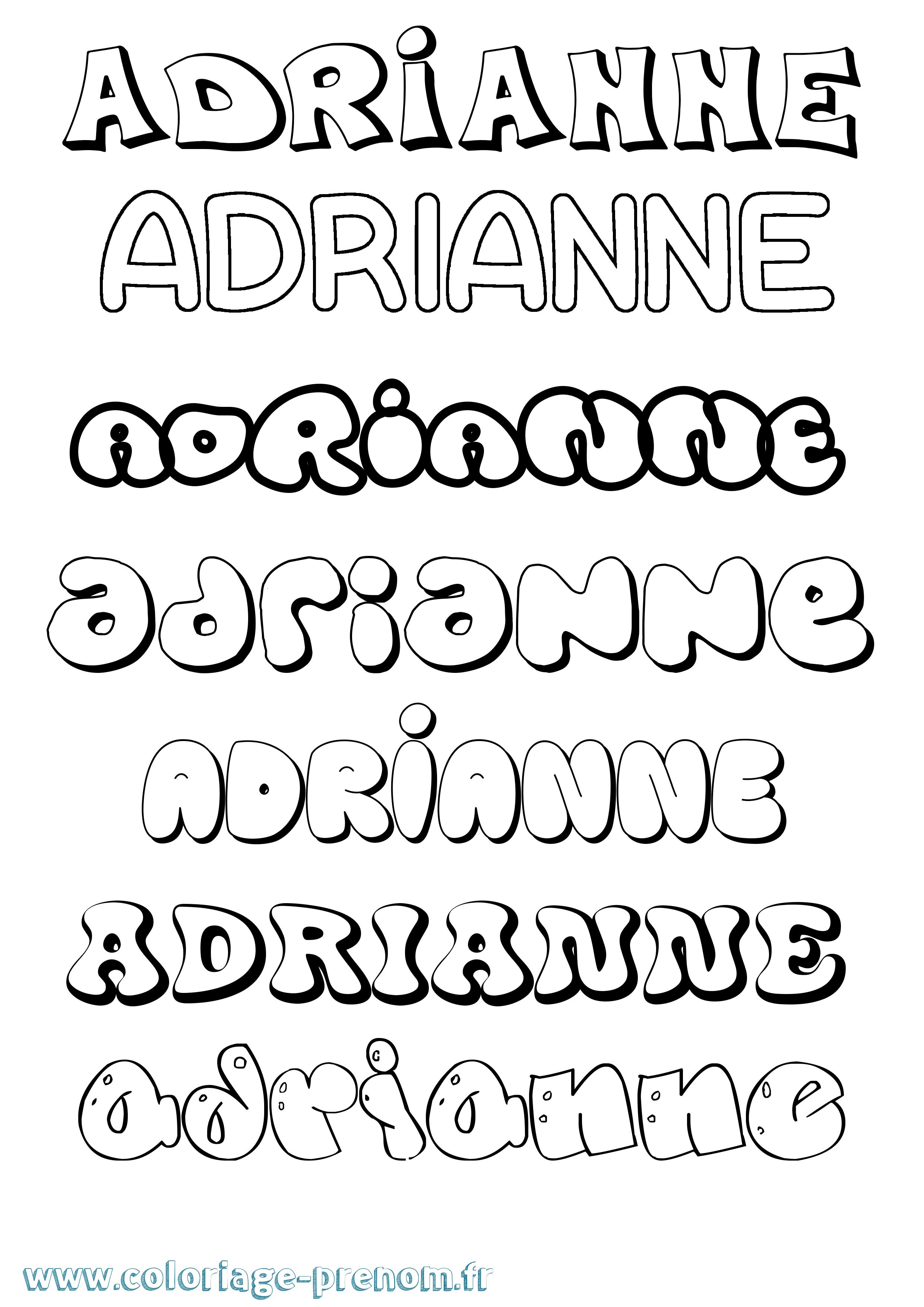 Coloriage prénom Adrianne Bubble
