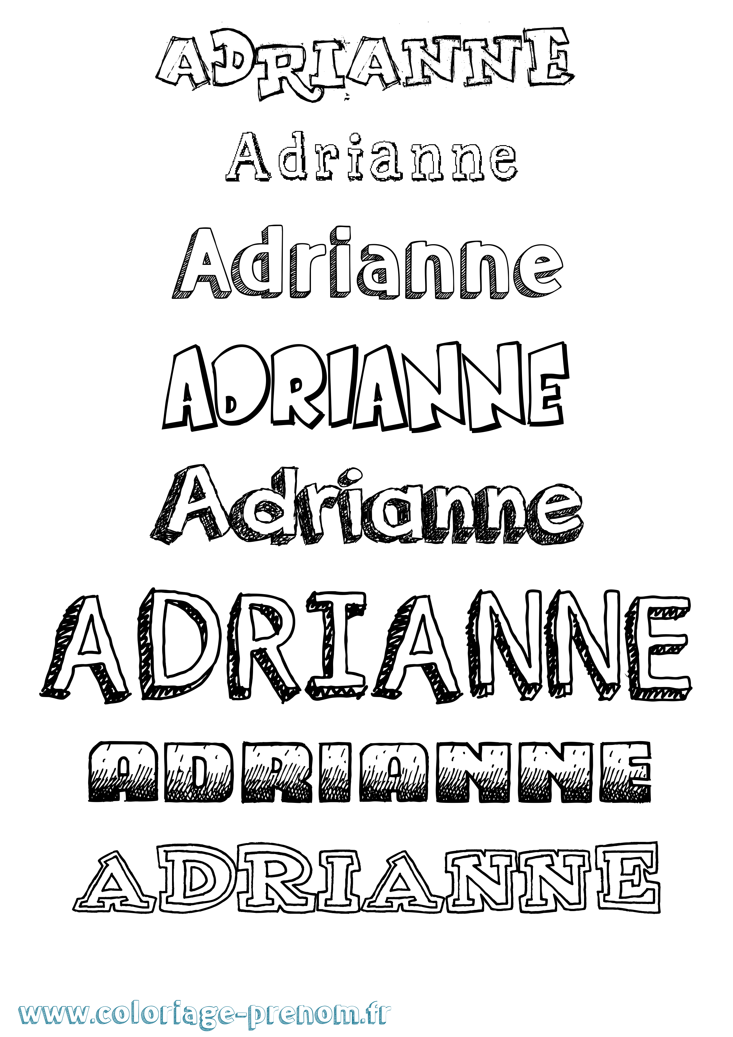Coloriage prénom Adrianne Dessiné