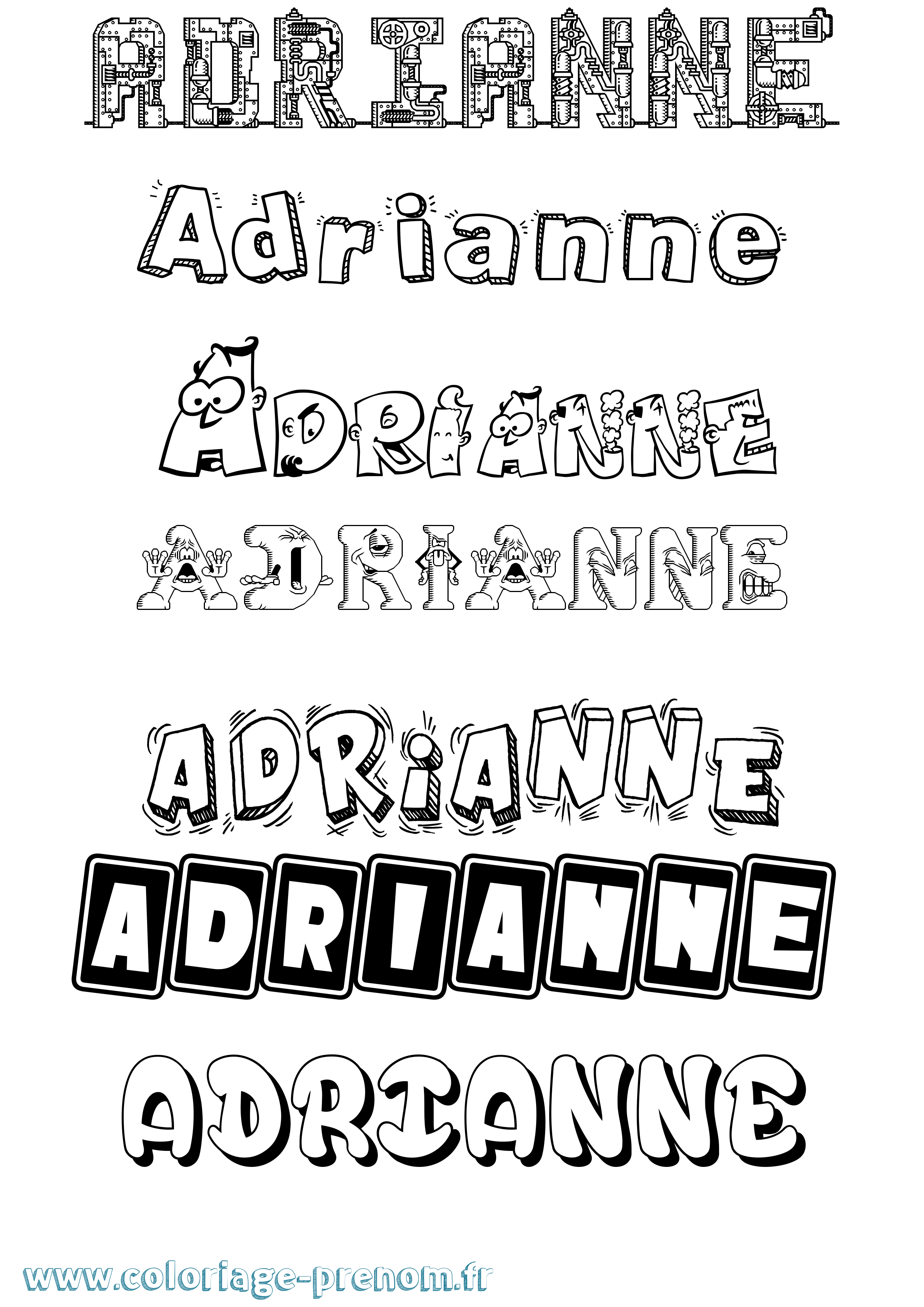 Coloriage prénom Adrianne Fun