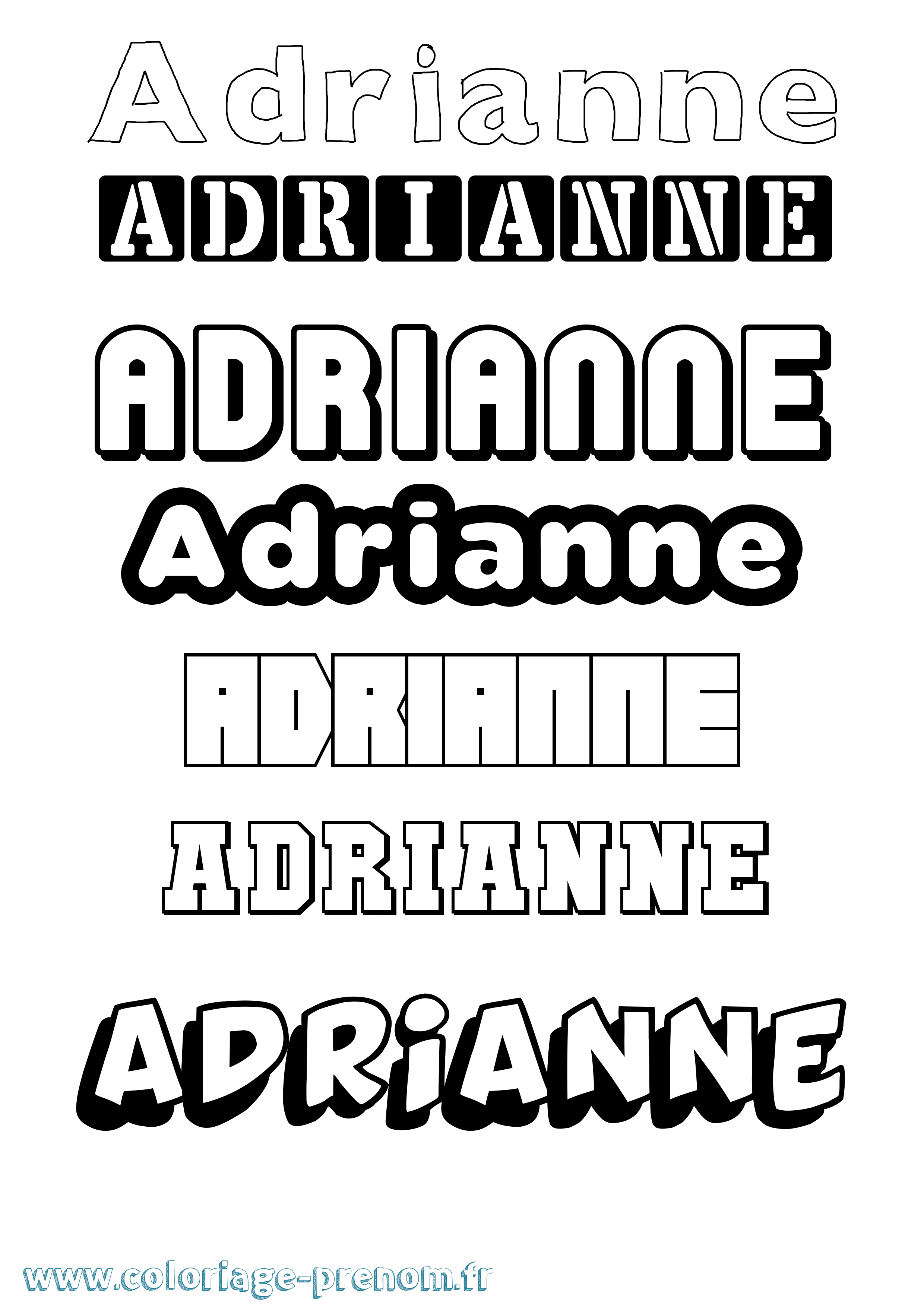 Coloriage prénom Adrianne Simple
