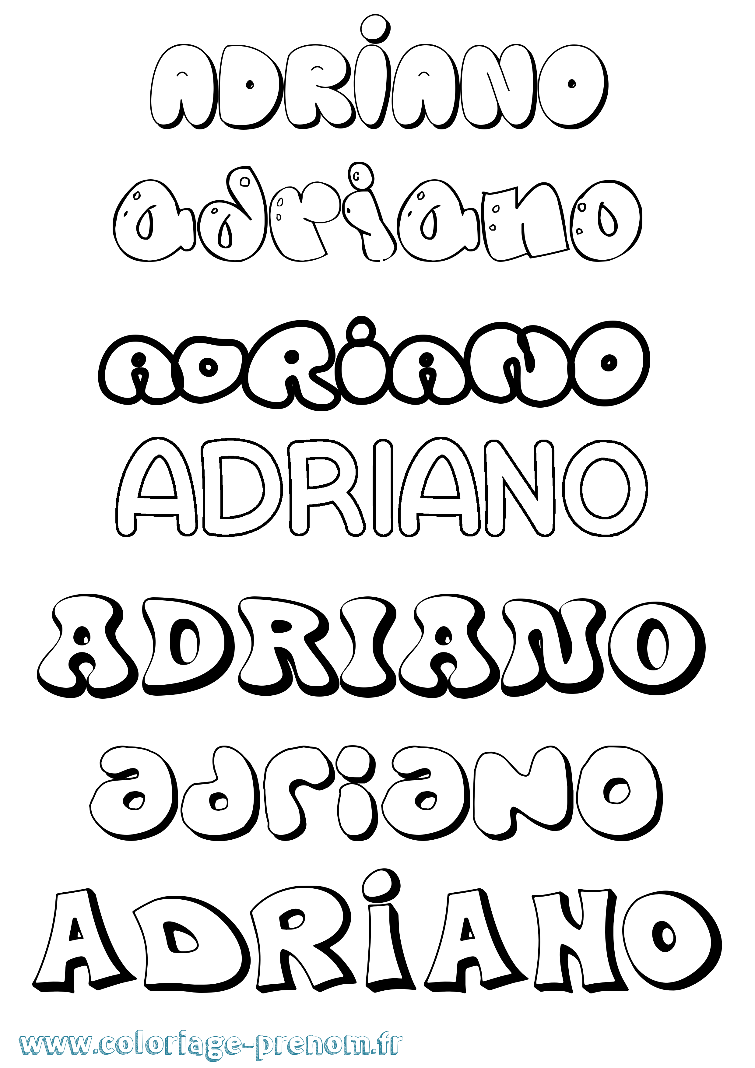 Coloriage Adriano Bubble Coloriage prénom Adriano Bubble