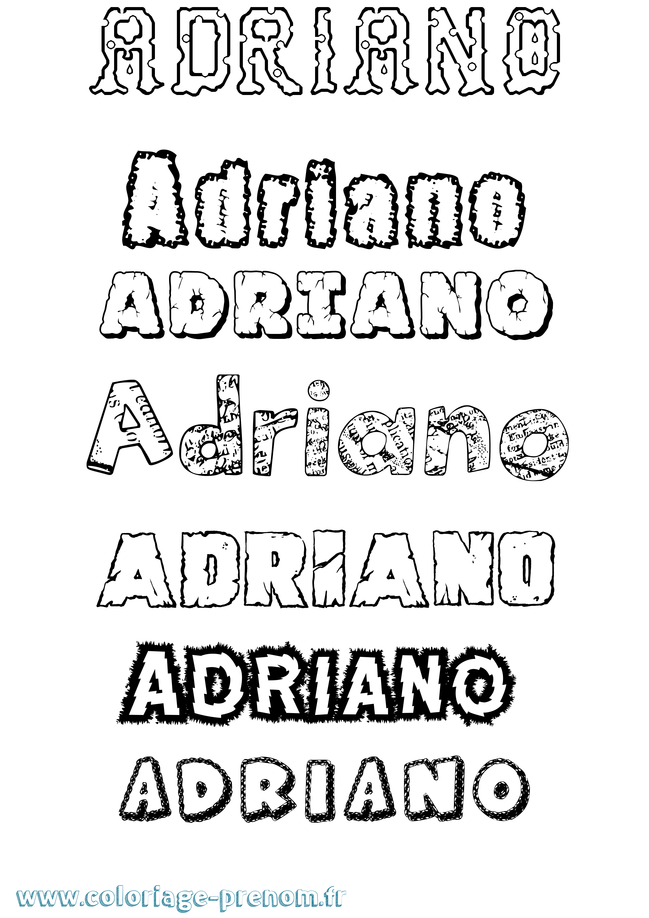 Coloriage Adriano Destructuré Coloriage prénom Adriano Destructuré