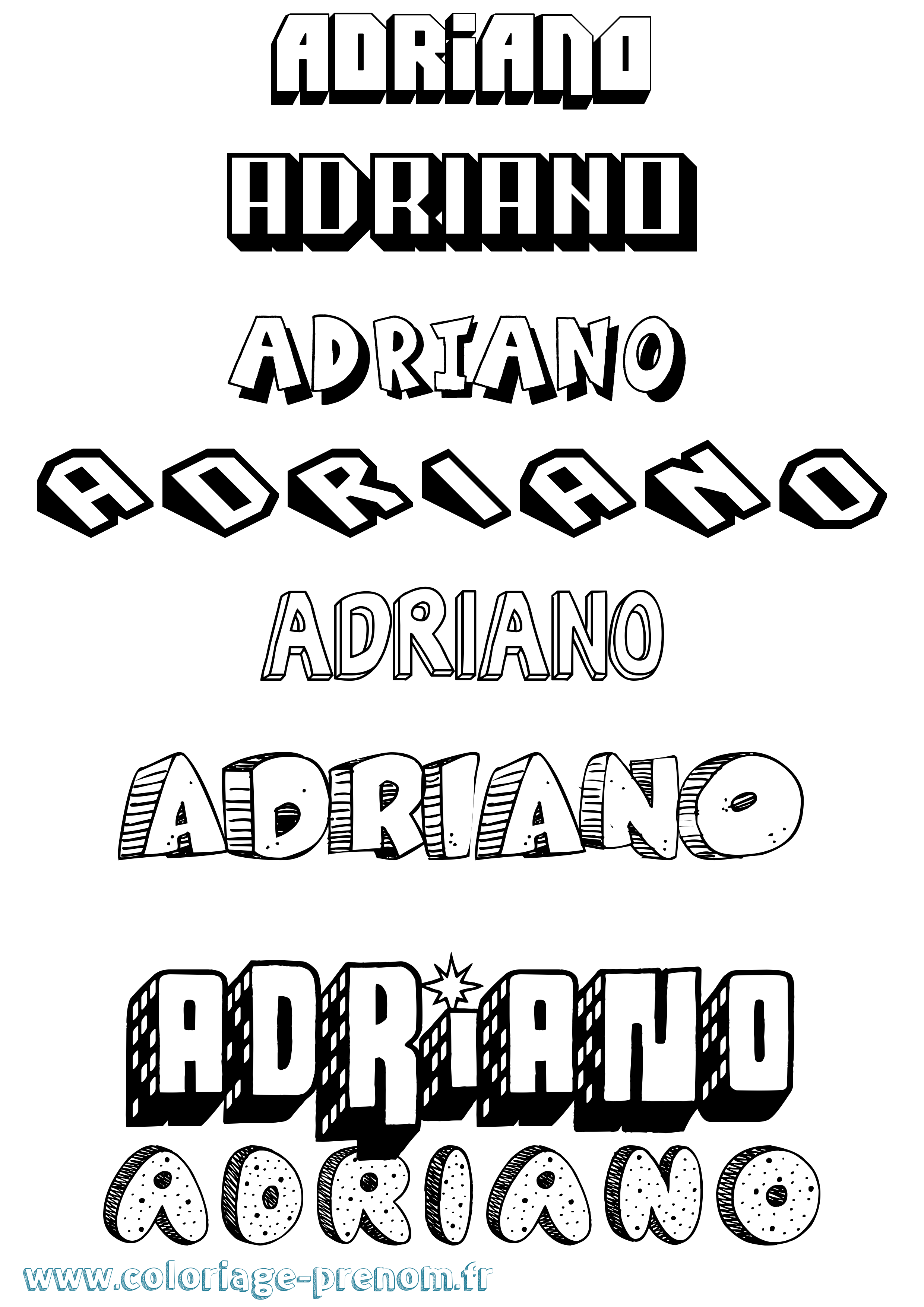 Coloriage Adriano Effet 3D Coloriage prénom Adriano Effet 3D