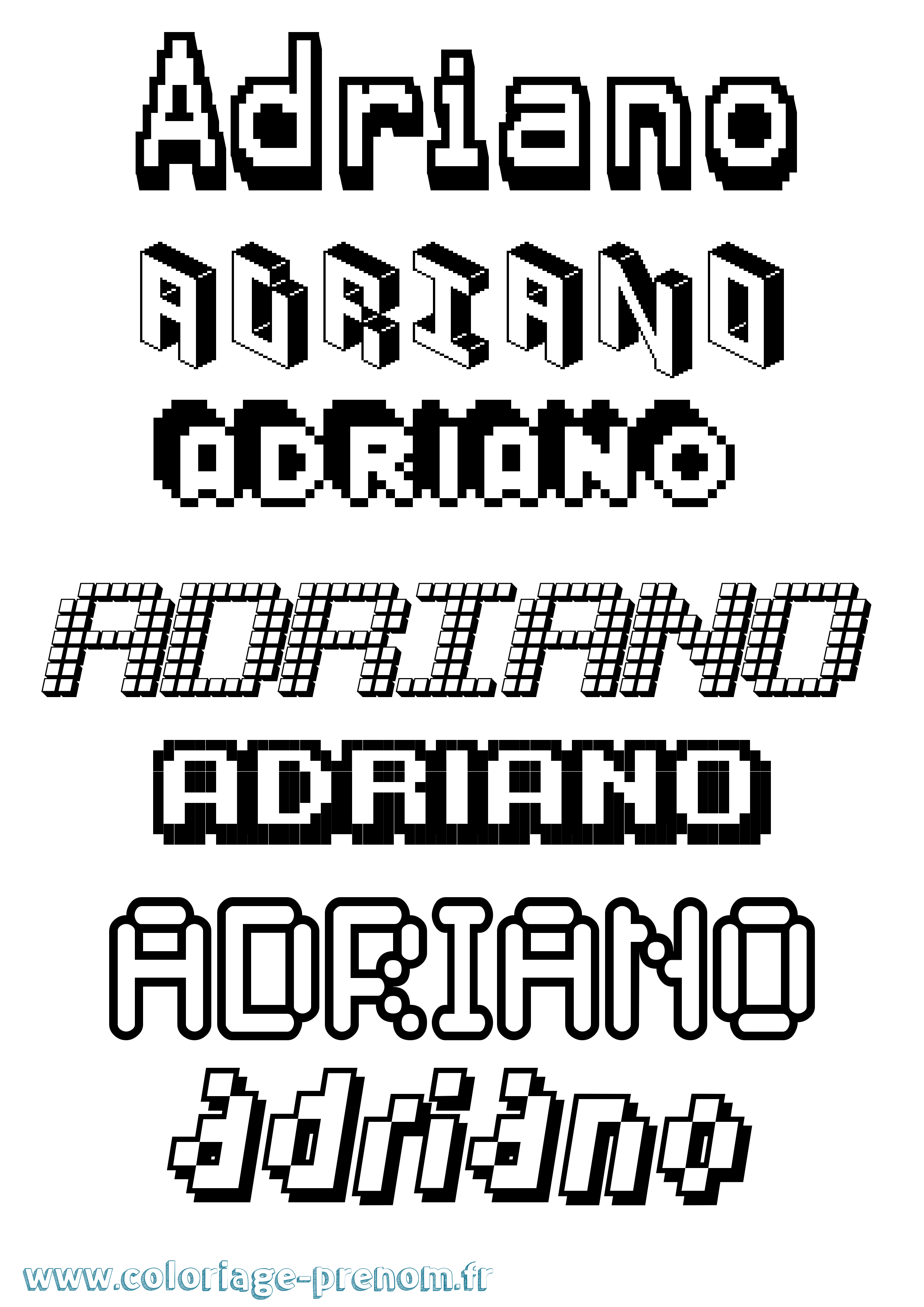 Coloriage Adriano Pixel Coloriage prénom Adriano Pixel